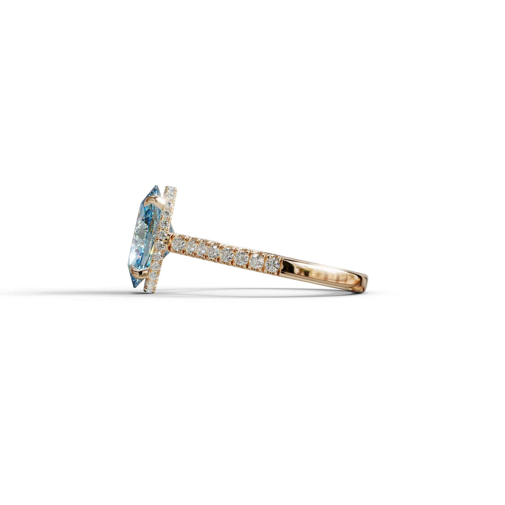 2.5 Carat Blue Oval Hidden Halo & Pave Setting Lab Diamond Ring - Eblouissant
