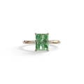 2 Ct Fancy Vivid Green Radiant Cut Lab Grown Diamond Engagement Ring | Space-Chanel Setting - Elaria - 10K Solid Gold