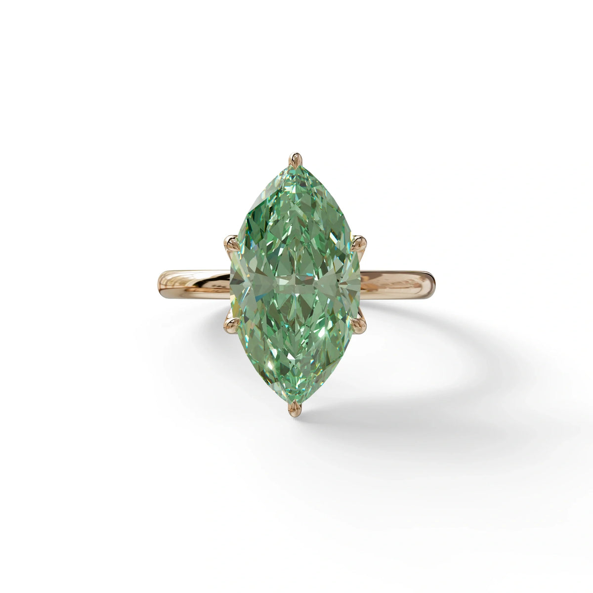 5 Carat Green Lab Grown Diamond Engagement Ring · Marquise Cut Hidden Halo | Etoile - view 2