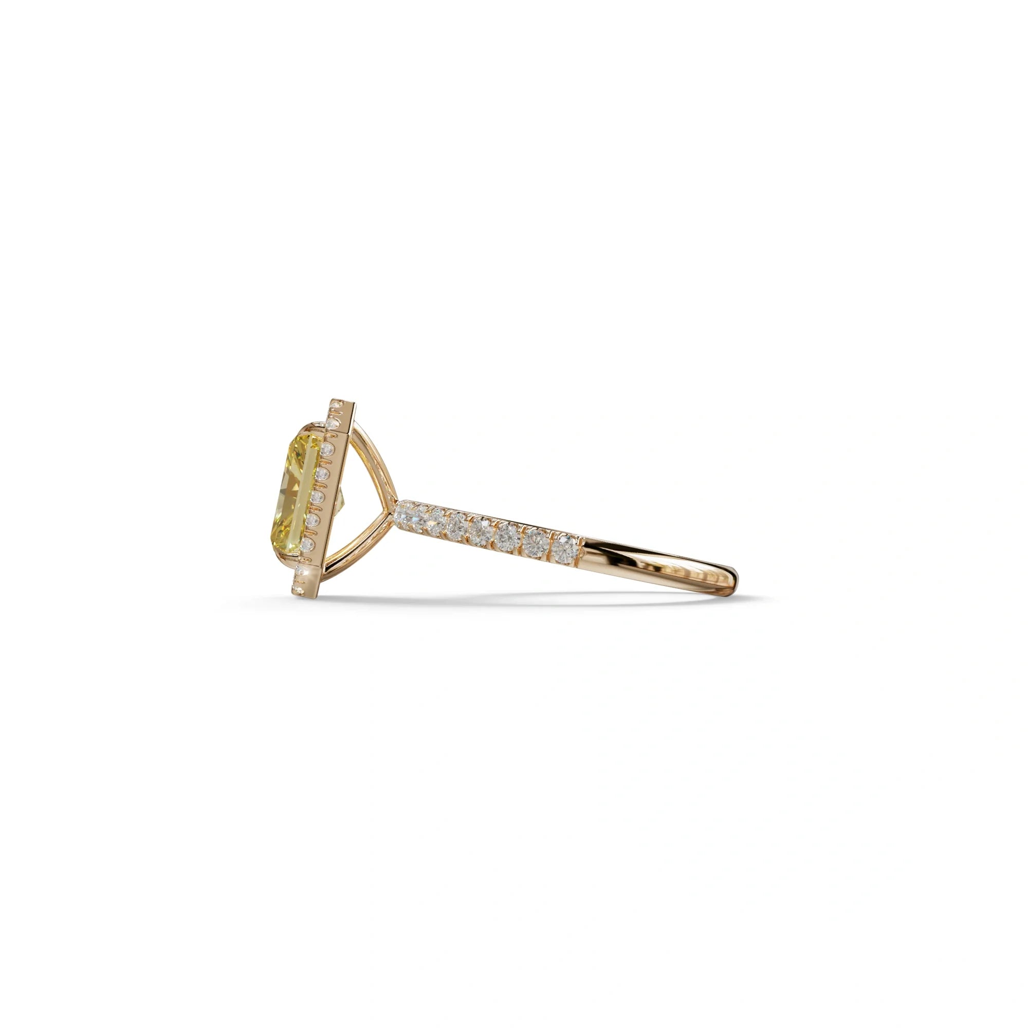 Yellow Radiant Cut Halo & Pave Lab Grown Diamond Engagement Ring - Madison