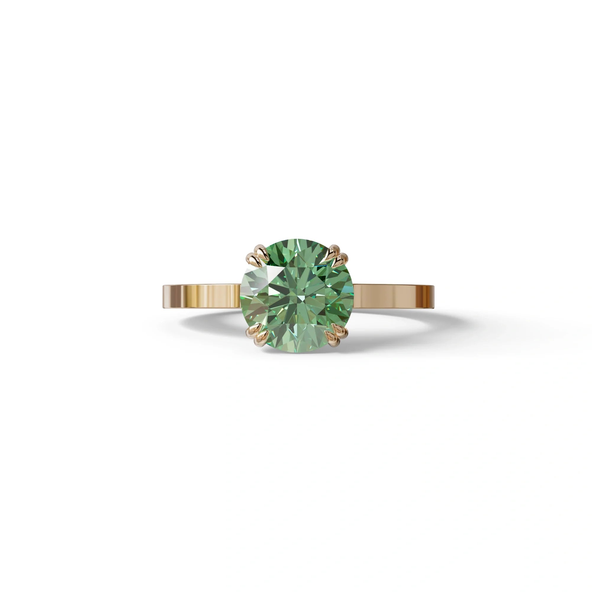 2 Carat Green Round Cut Hidden Halo Lab Diamond Engagement Ring - Maeve - 10K Solid Gold / Rose Gold