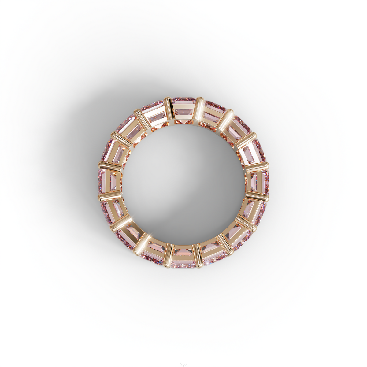 Lab‑Grown Pink Emerald‑Cut Diamond Band – Classic Full‑Eternity Style