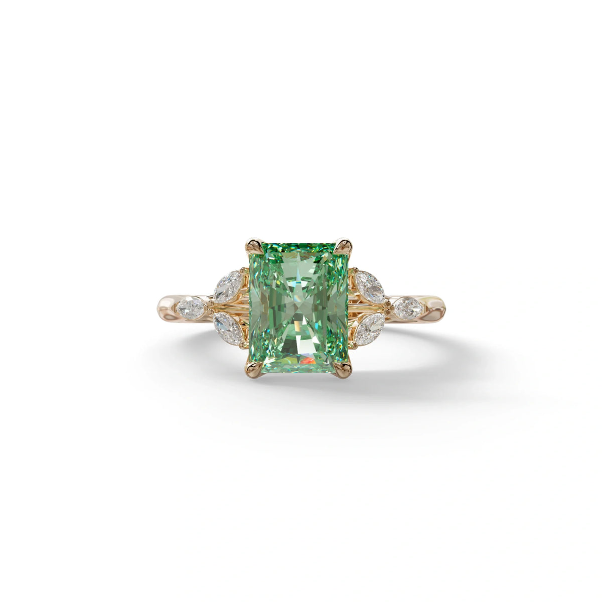 2.5 Carat Green Lab Grown Diamond Engagement Ring · Radiant Cut Nature-Inspired | Aurora - view 2