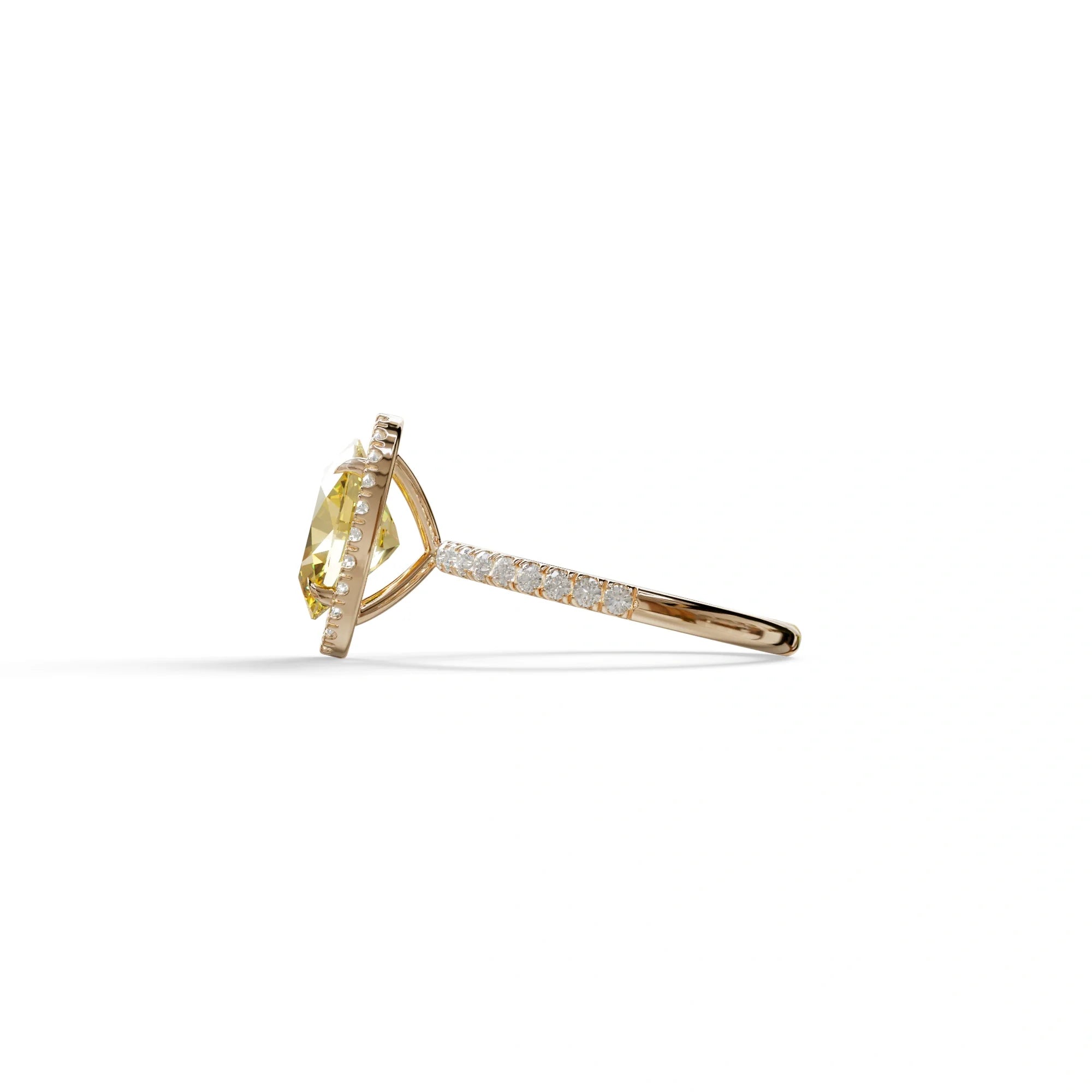 Yellow Oval Cut Halo & Pave Lab Grown Diamond Engagement Ring - AnnaBella
