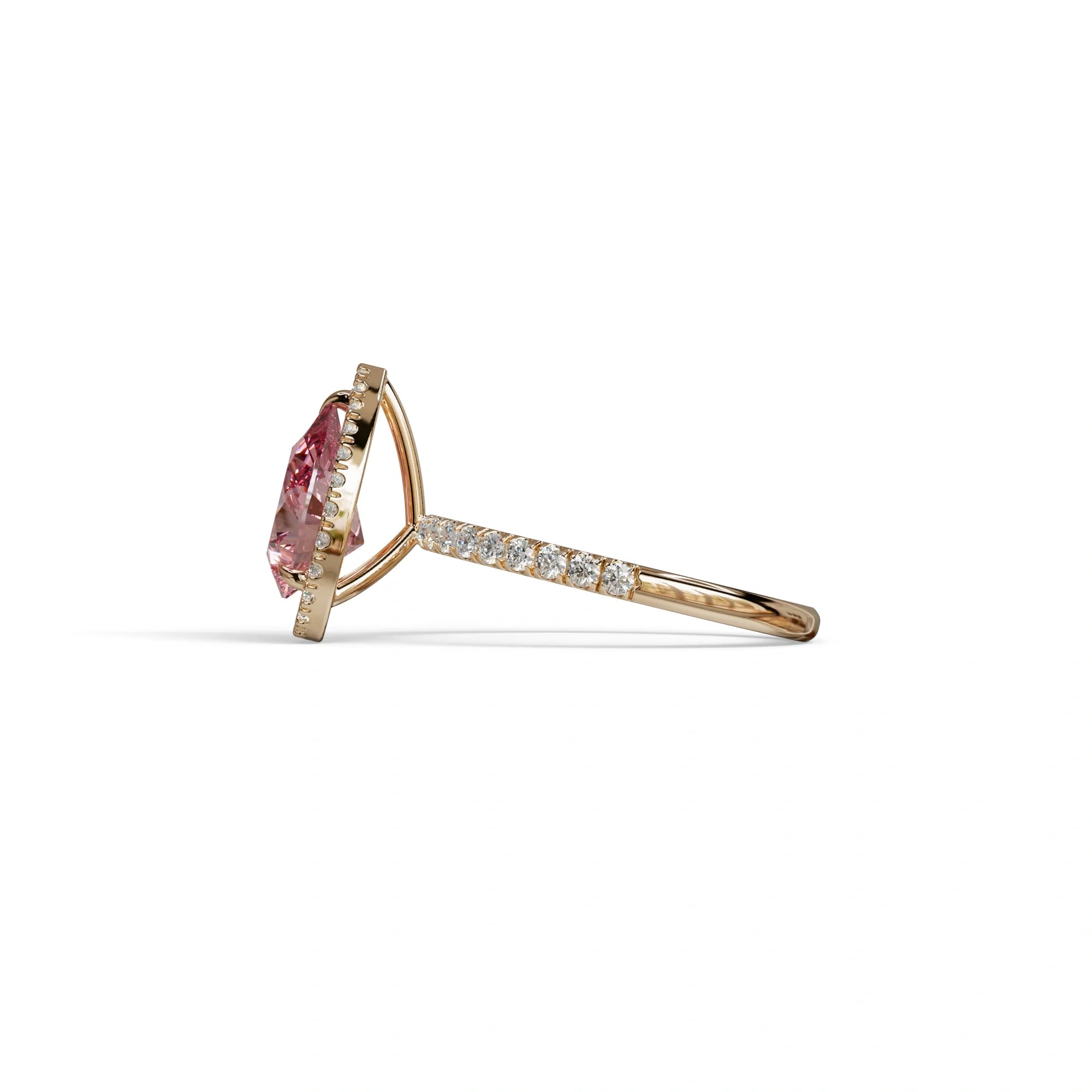 2 Carat Pink Pear Cut Halo & Pave Lab Diamond Ring - Glam Deck