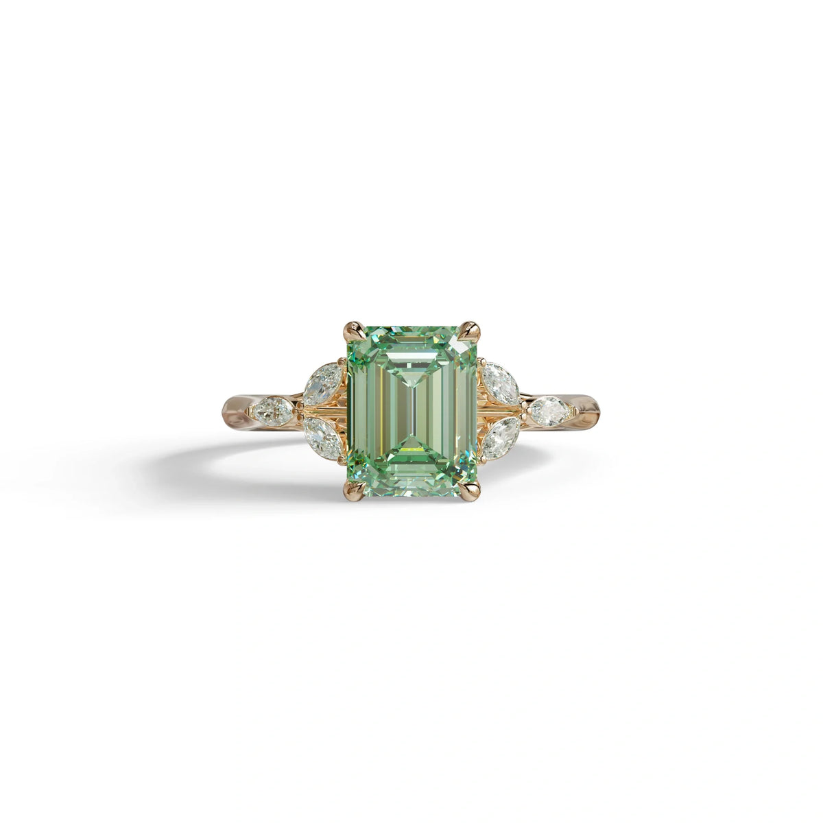 2.5 Carat Green Lab Grown Diamond Engagement Ring · Emerald Cut Nature-Inspired | Verona - view 2