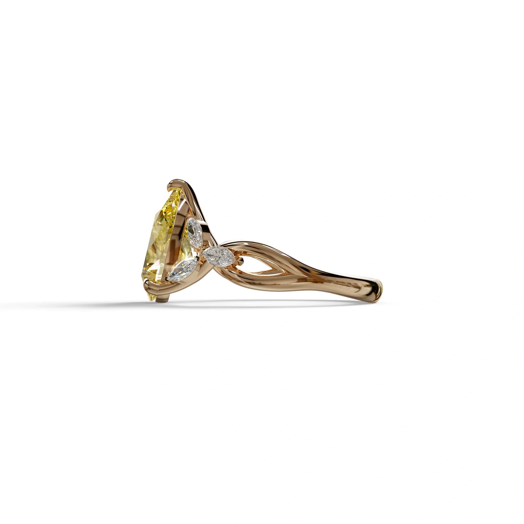 3 Carat Yellow Pear Cut Cluster-Vintage Setting Lab Grown Diamond Ring - Celena