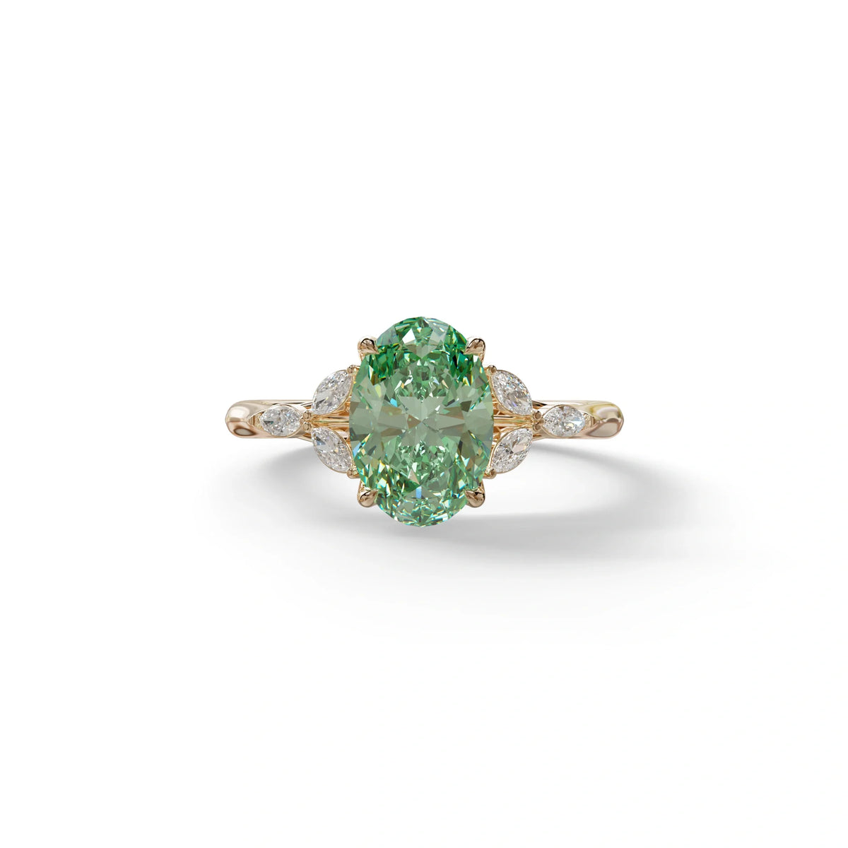 2.5 Carat Green Lab Grown Diamond Engagement Ring · Oval Cut Nature-Inspired | Halcyon - view 2