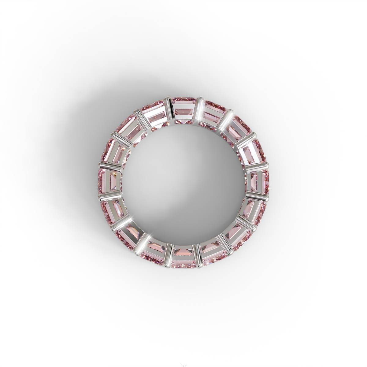 Lab‑Grown Pink Emerald‑Cut Diamond Band – Classic Full‑Eternity Style