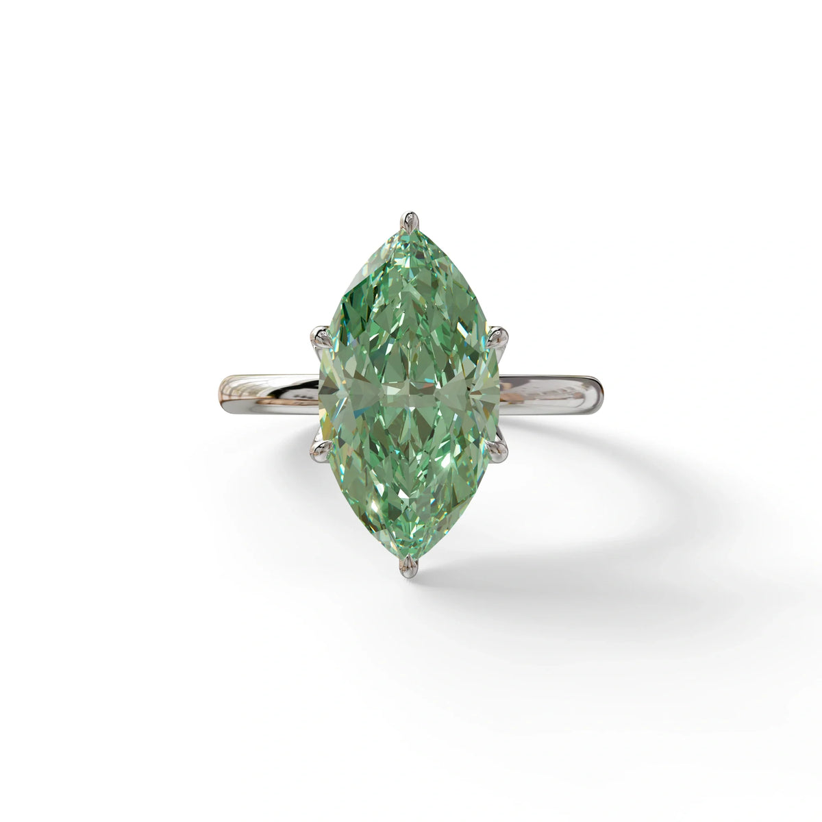 5 Carat Green Lab Grown Diamond Engagement Ring · Marquise Cut Hidden Halo | Etoile - view 3