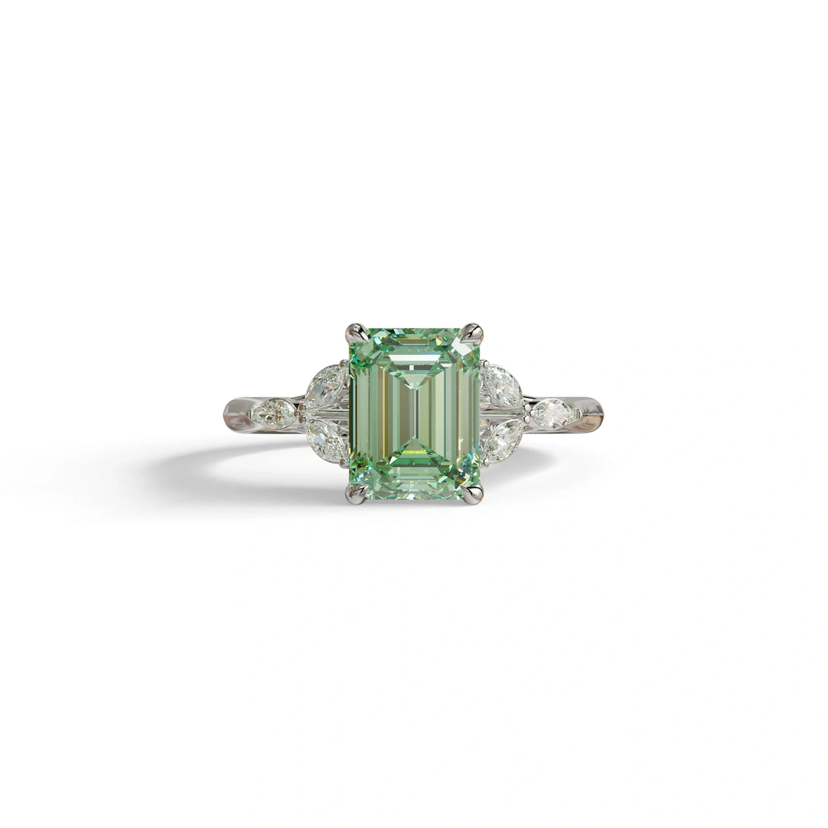 2.5 Carat Green Lab Grown Diamond Engagement Ring · Emerald Cut Nature-Inspired | Verona - view 3