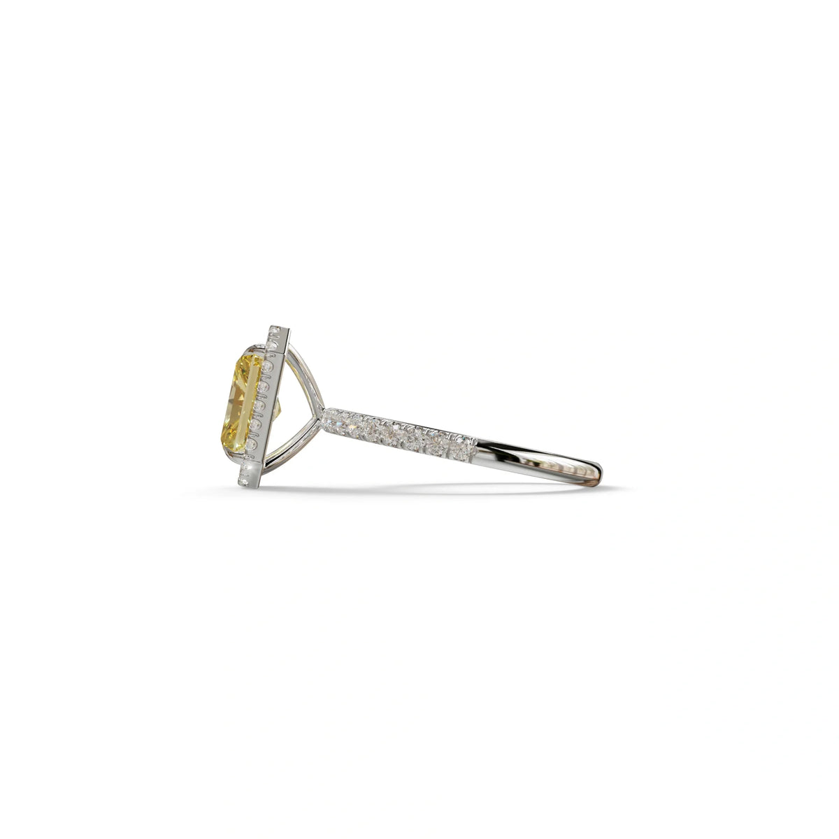 Yellow Radiant Cut Halo & Pave Lab Grown Diamond Engagement Ring - Madison