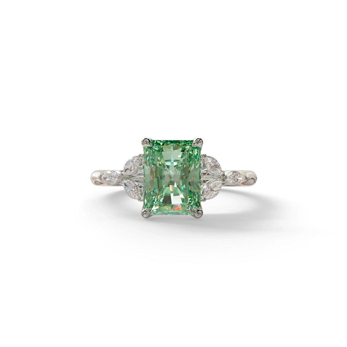 2.5 Carat Green Lab Grown Diamond Engagement Ring · Radiant Cut Nature-Inspired | Aurora - view 3