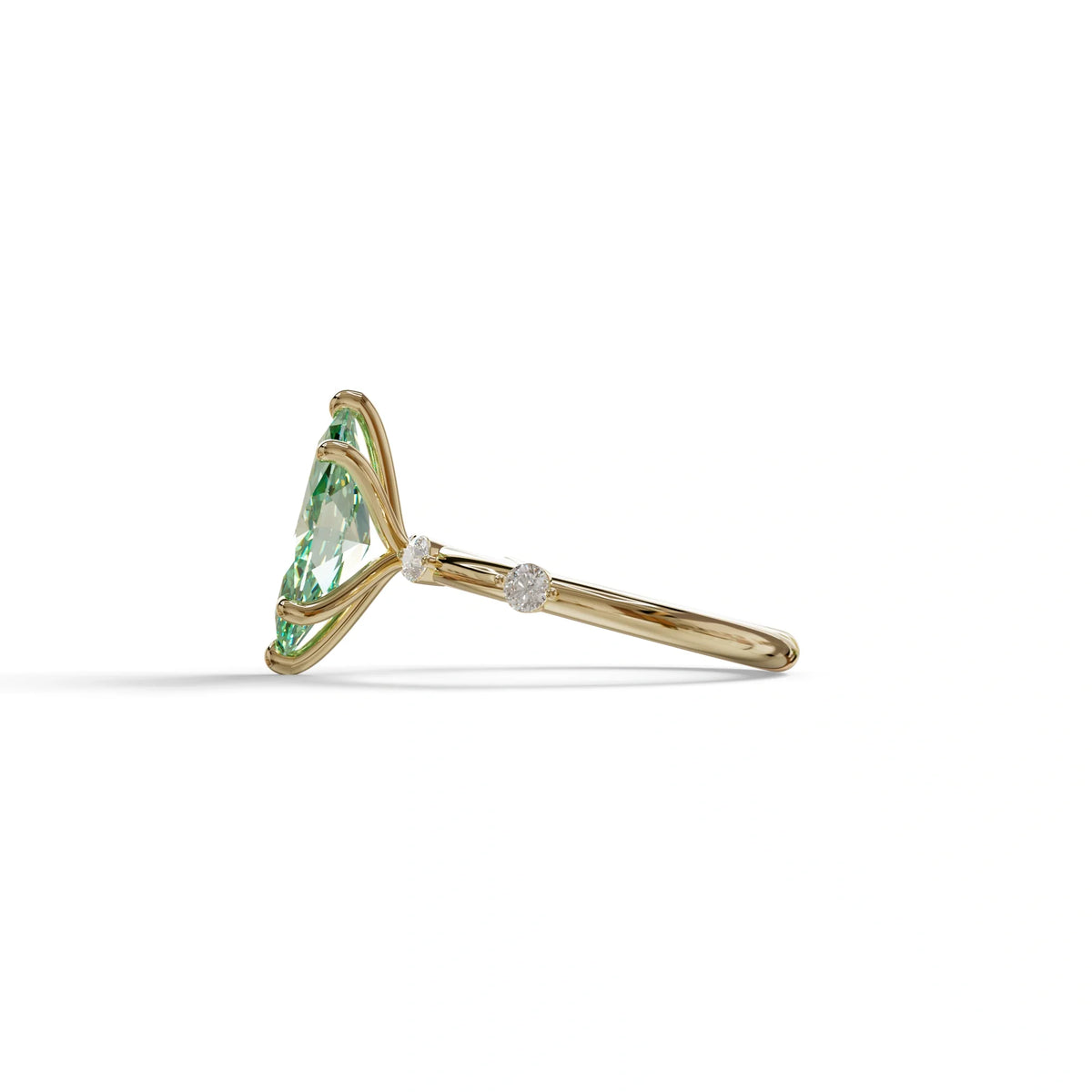 2.5 Ct Fancy Vivid Green Marquise Cut Lab Diamond In Space-Chanel Setting Ring - Nimi
