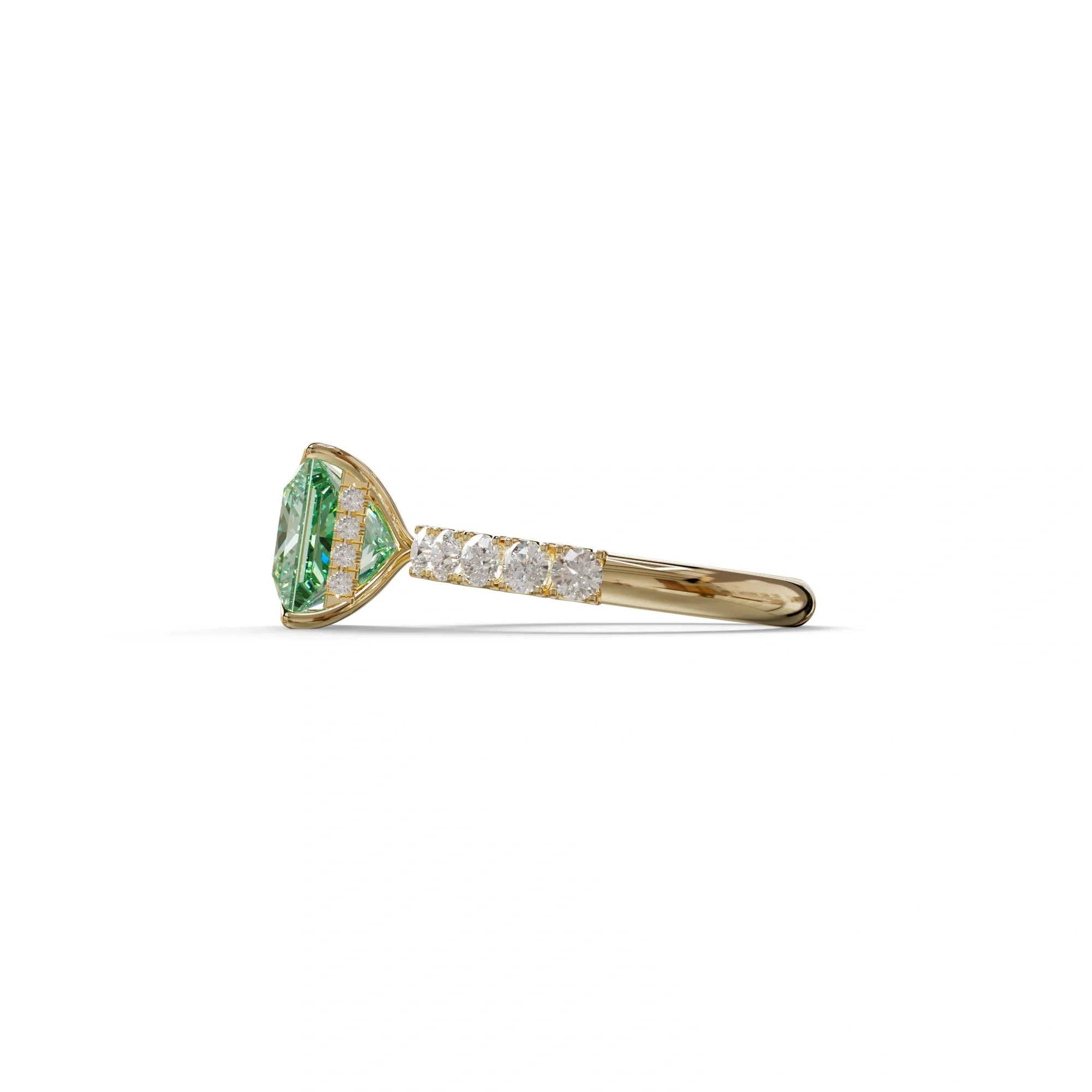 3 Carat Green Princess Cut Pave Lab Created Diamond Ring - Elysia