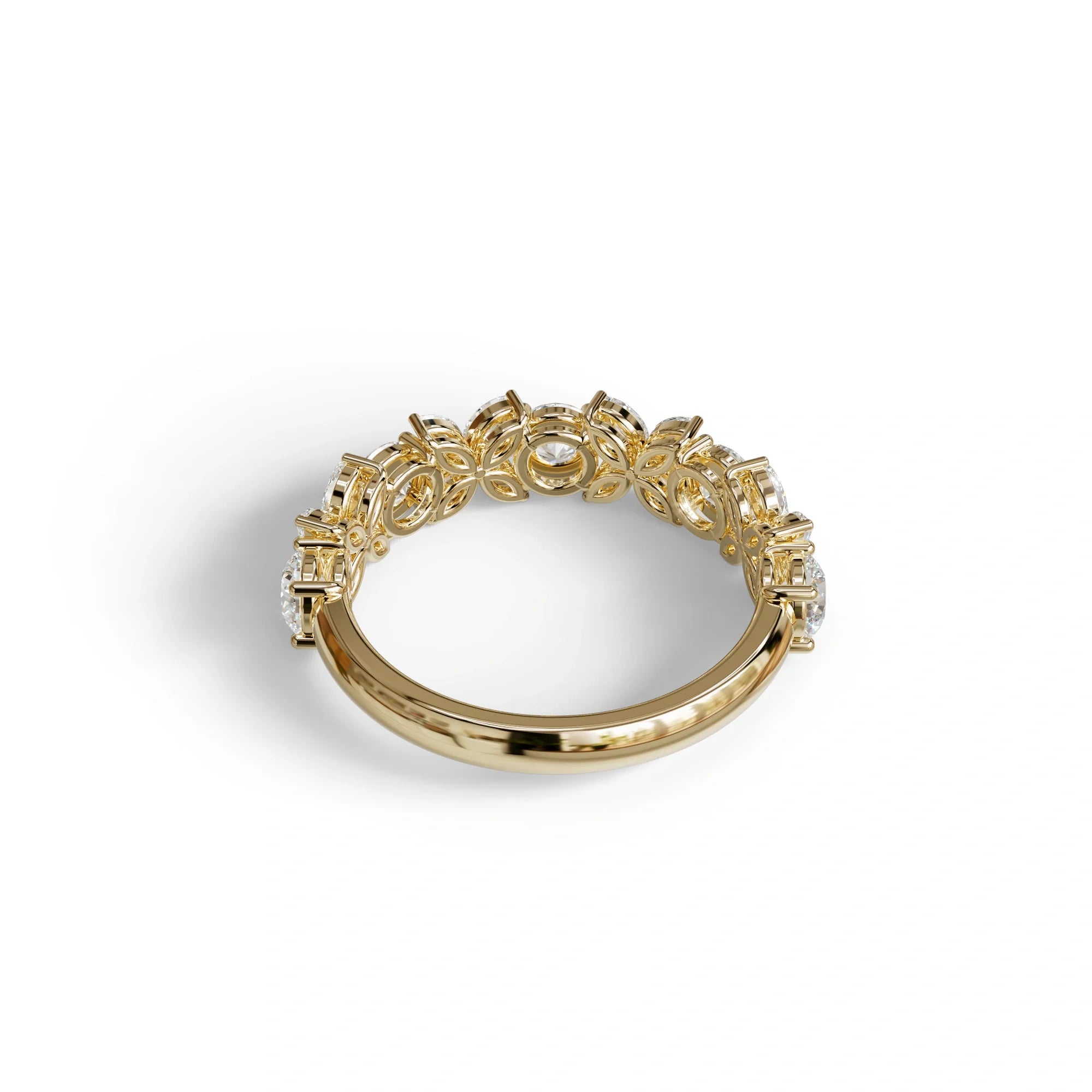 Yellow Gold Marquise & Round Brilliant Diamond Flower Cluster Ring - 18k Gold
