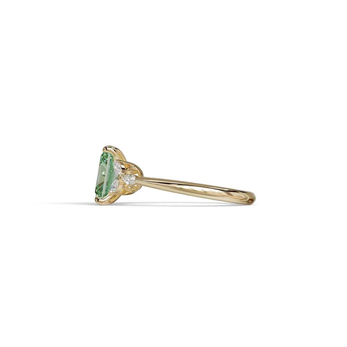 2.5 Carat Green Lab Grown Diamond Engagement Ring · Radiant Cut Nature-Inspired | Aurora - view 4