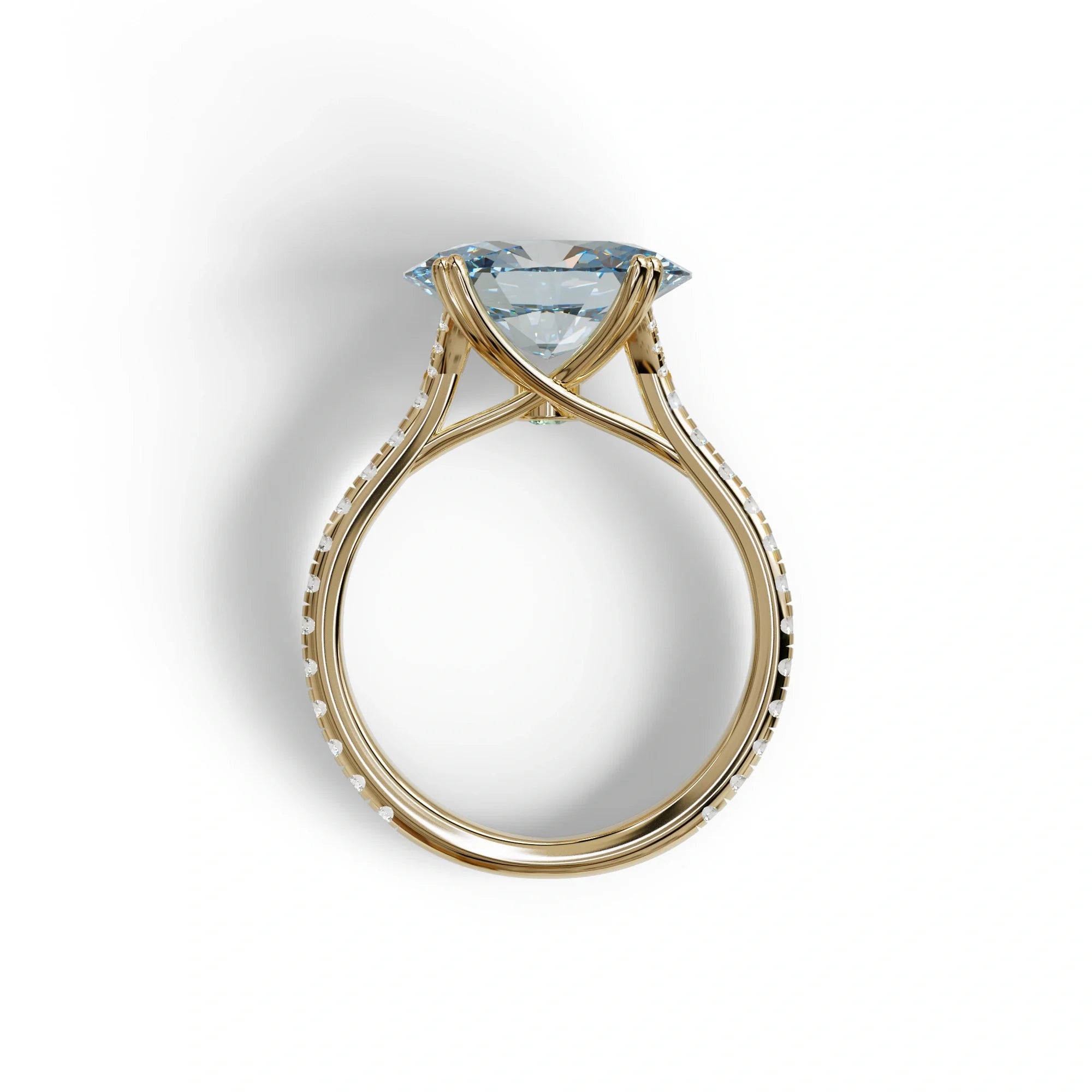 3 Carat Blue Color Oval Cut lab Grown Diamond Engagement Ring- Ellipse