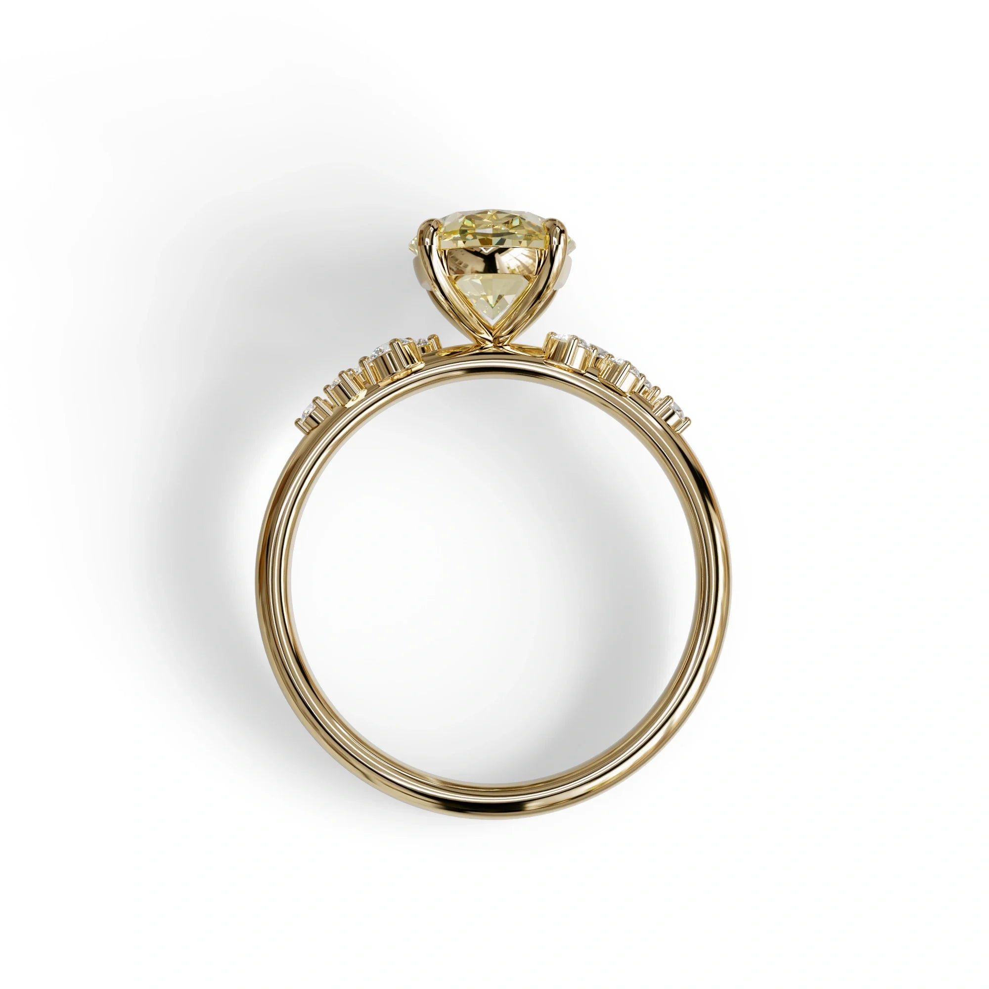 Yellow Oval Cut Cluster-Vintage Setting Lab Grown Diamond Ring - Celeste Arc