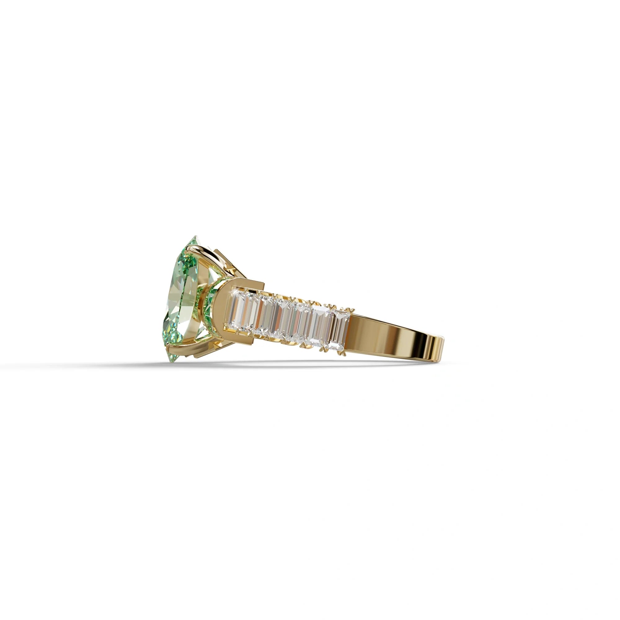 3 Carat Fancy Green Oval Cut Lab-Grown Diamond Wedding Ring – Bellora