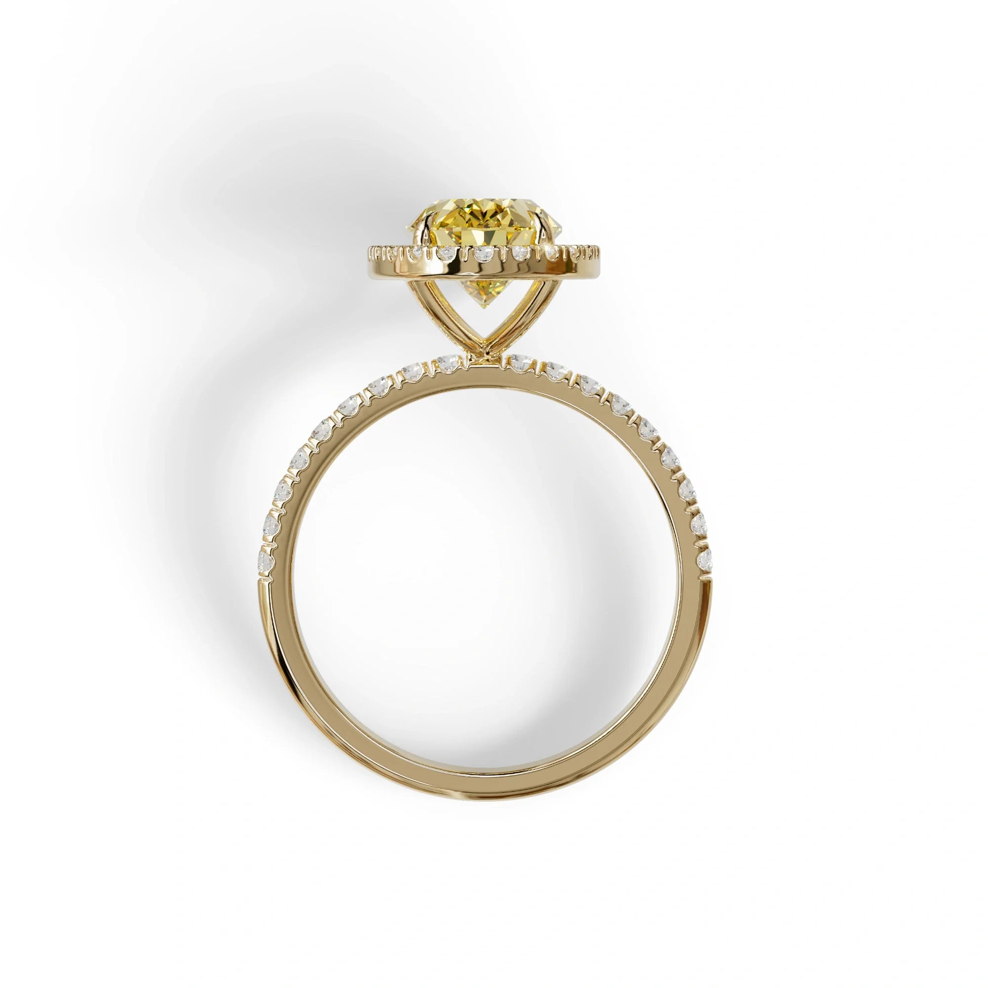 Yellow Oval Cut Halo & Pave Lab Grown Diamond Engagement Ring - AnnaBella