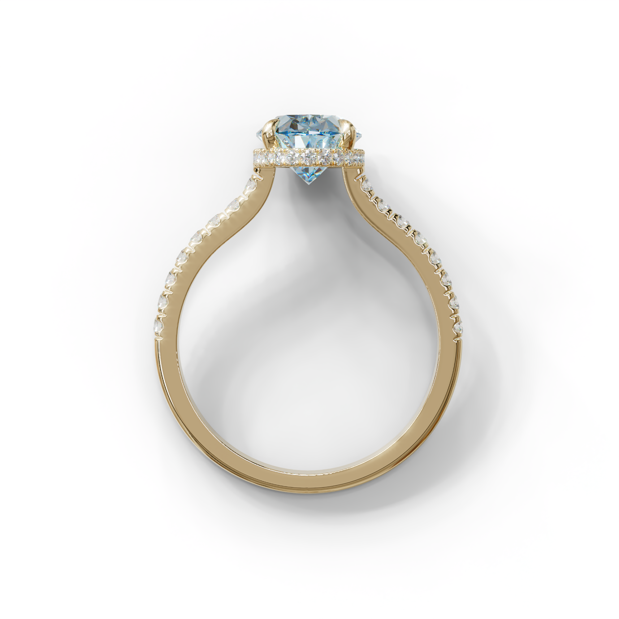 2.5 Carat Blue Oval Hidden Halo & Pave Setting Lab Diamond Ring - Eblouissant
