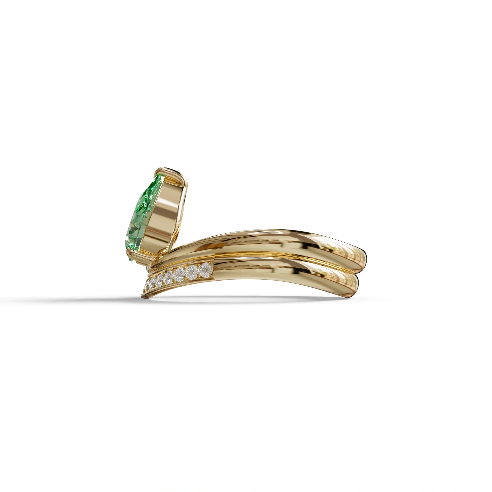 2 Carat Green Color Lab Diamond Wedding Ring set - Gemini