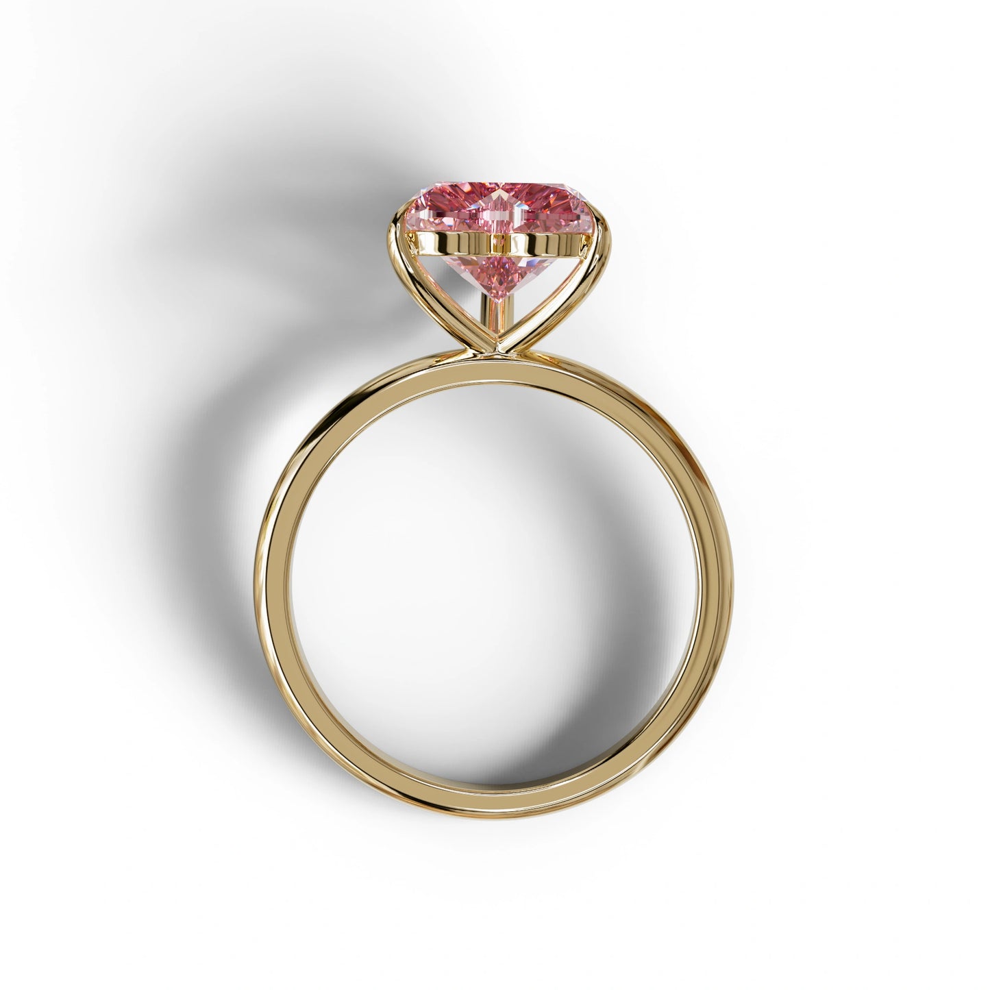 Fancy Pink Heart Cut Solitaire Lab Grown Diamond Engagement Ring - Mellow