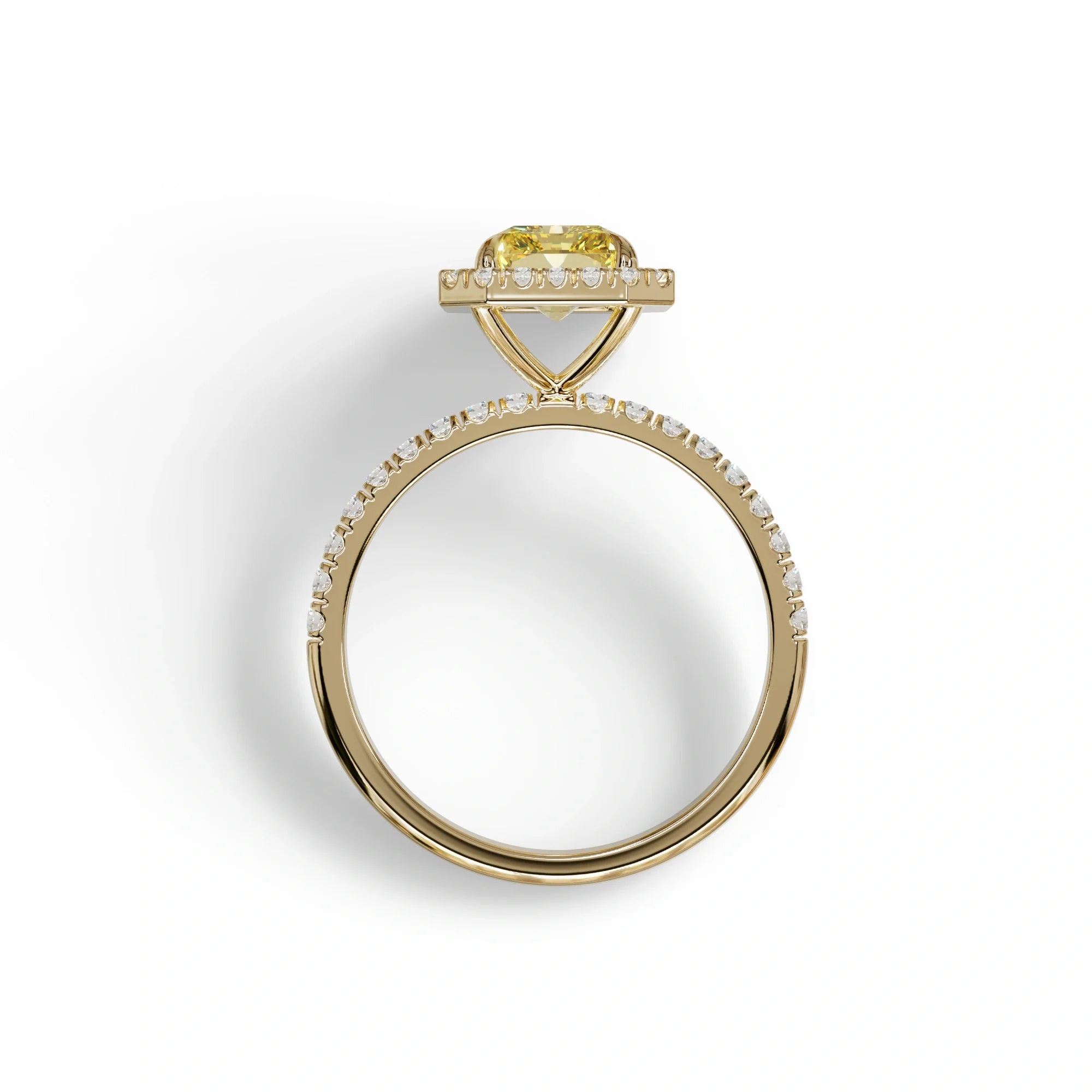 Yellow Radiant Cut Halo & Pave Lab Grown Diamond Engagement Ring - Madison