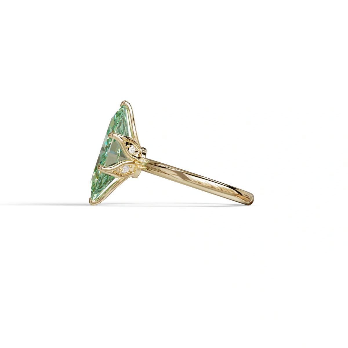 5 Carat Green Lab Grown Diamond Engagement Ring · Marquise Cut Hidden Halo | Etoile - view 4
