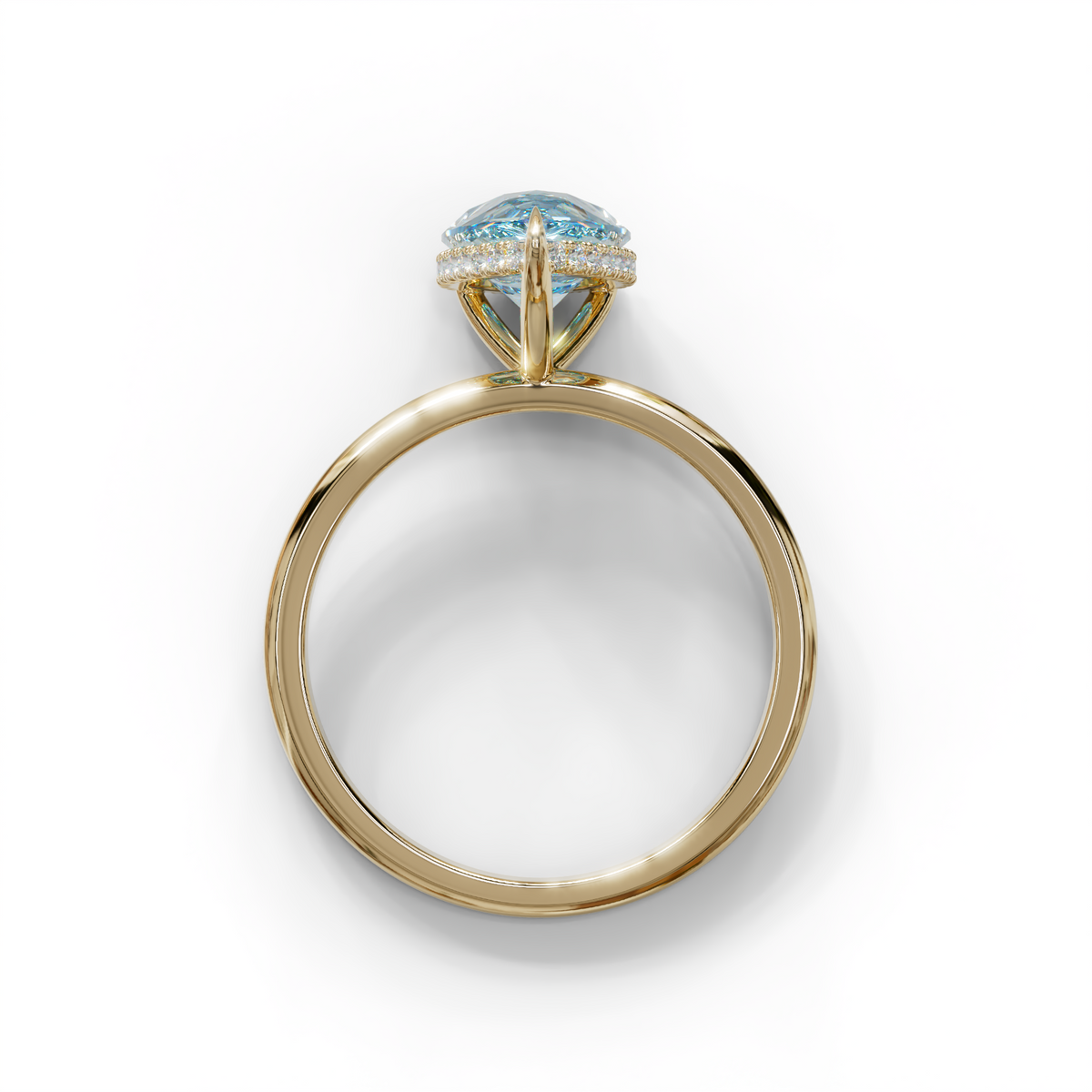 3.5 Carat Blue Pear Cut Hidden Halo Lab Grown Diamond Ring