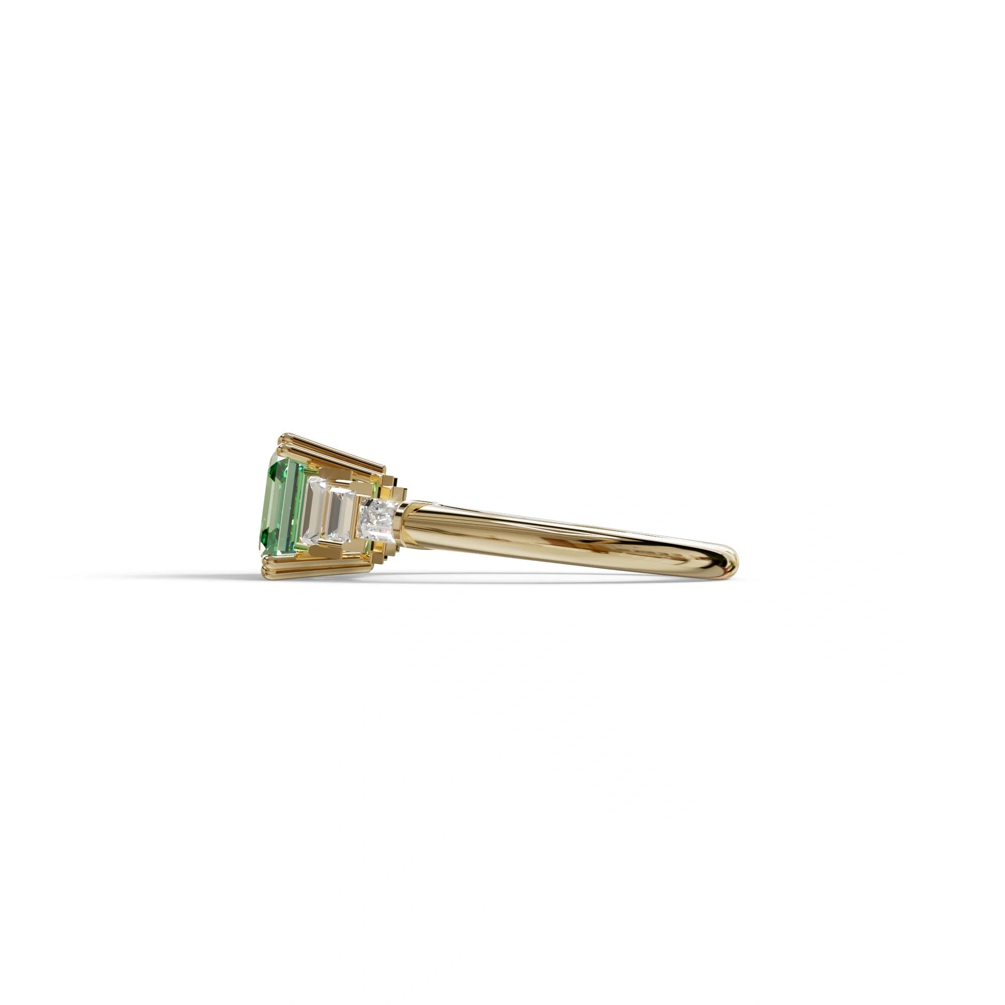 3 Carat Green Asscher Three Stone Lab grown Diamond Ring - Vetra