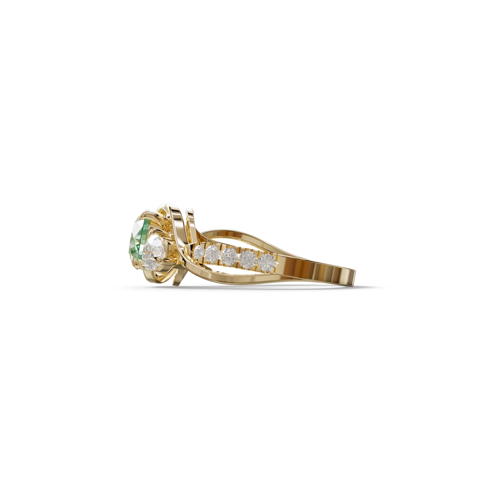 2 Carat Green Lab Grown Diamond Round Diamond Engagement Ring - Giverny
