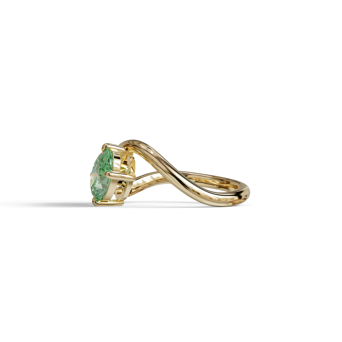 3 Carat Green Oval and Pear Cut Lab Diamond Engagement Ring - Toi Et Moi