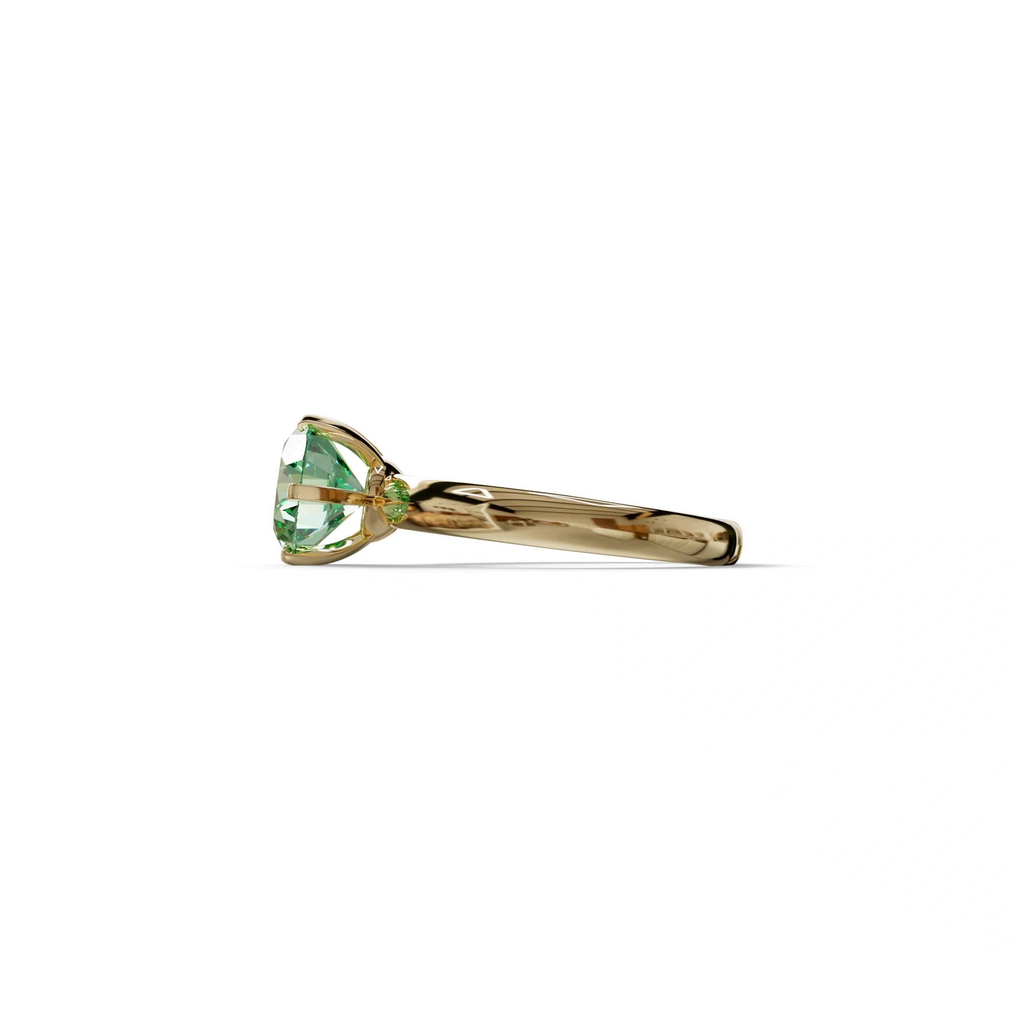 2 Carat Green Round Cut Solitaire Lab Diamond Ring - Fury