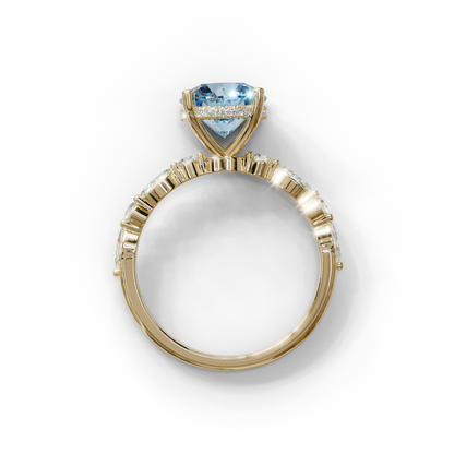 2 Carat Blue Round Cut Hidden Halo & Pave Set Lab Diamond Ring - Pure Origin