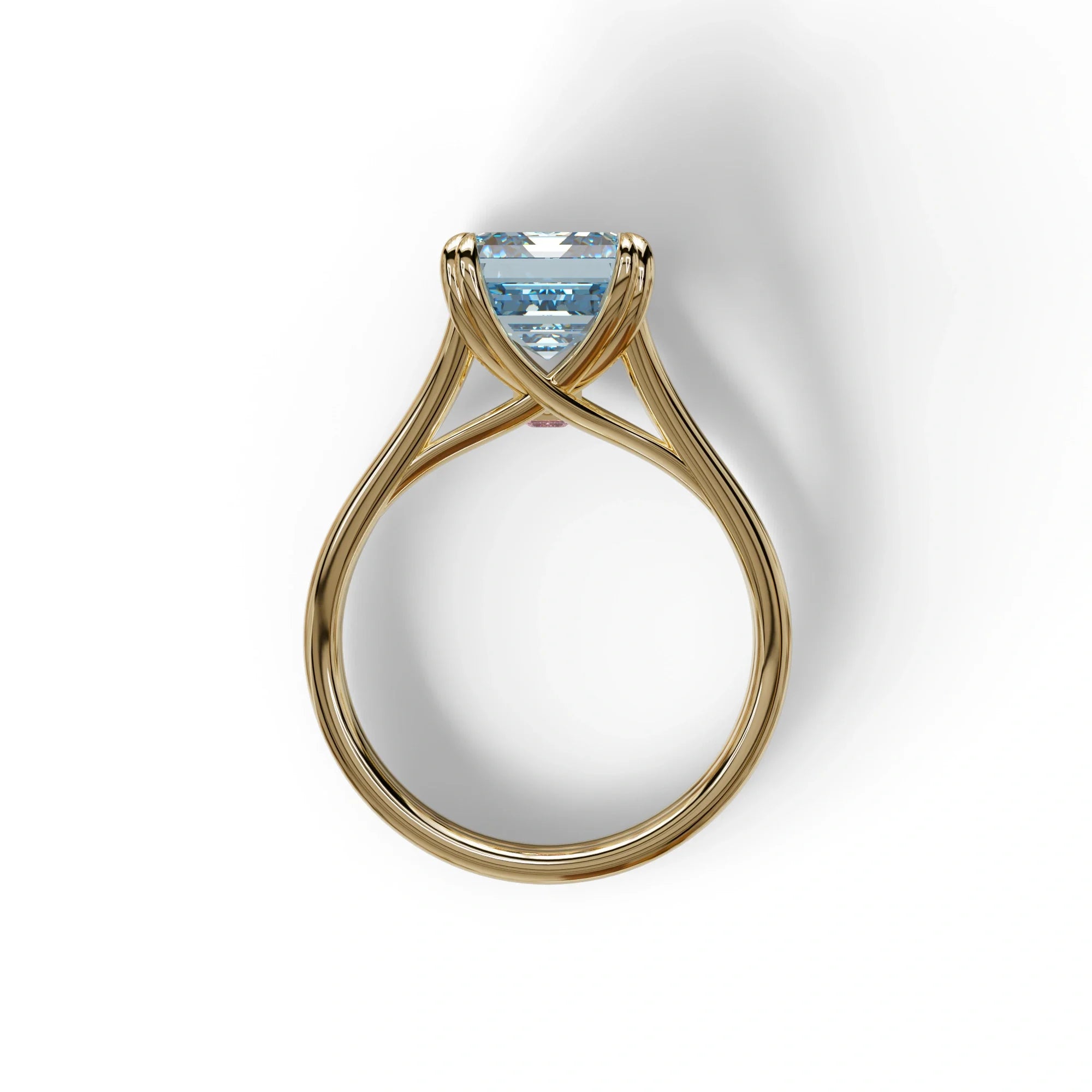 4 Carat Fancy Blue Emerald Cut Lab Grown Diamond Engagement Ring - Tesira