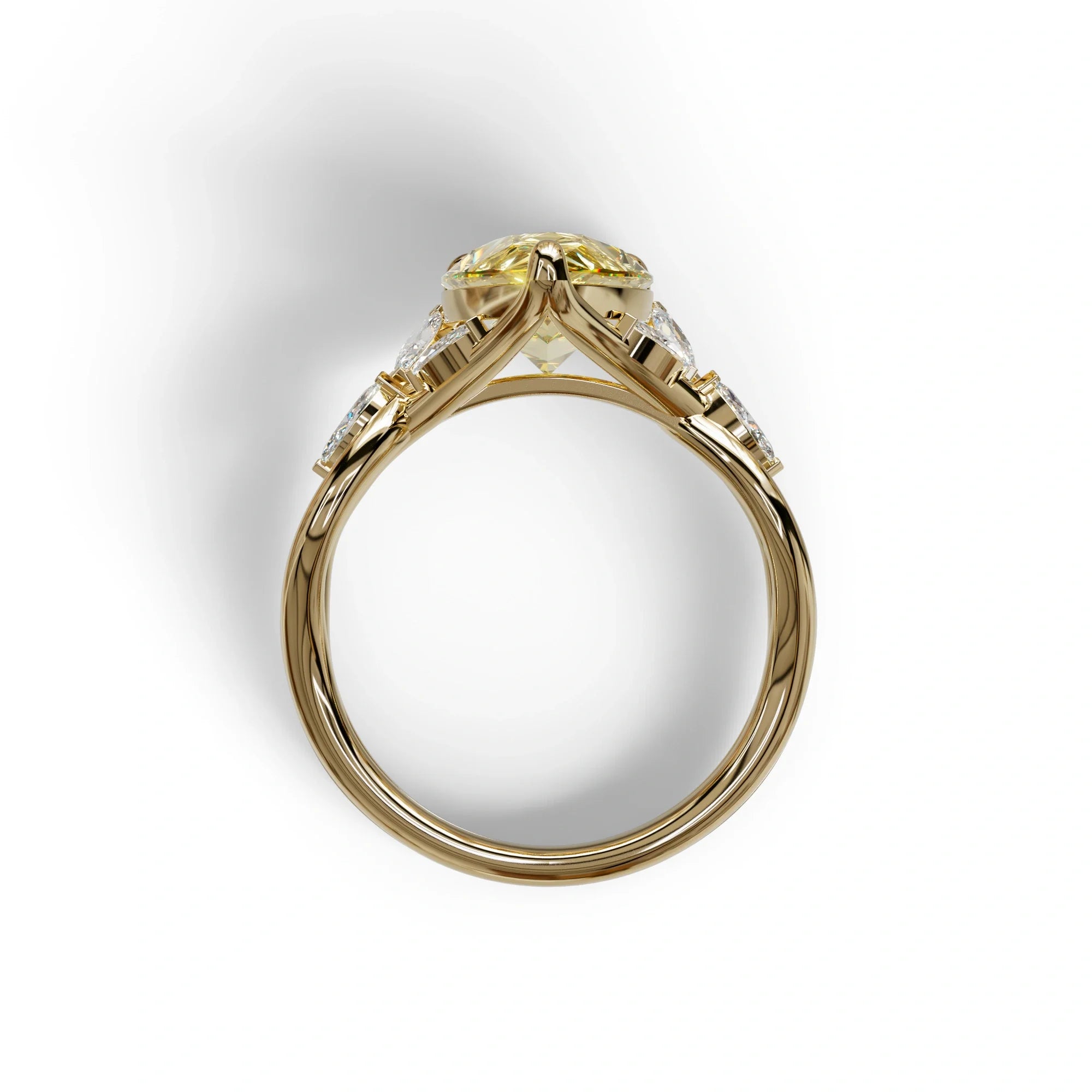 3 Carat Yellow Pear Cut Cluster-Vintage Setting Lab Grown Diamond Ring - Celena