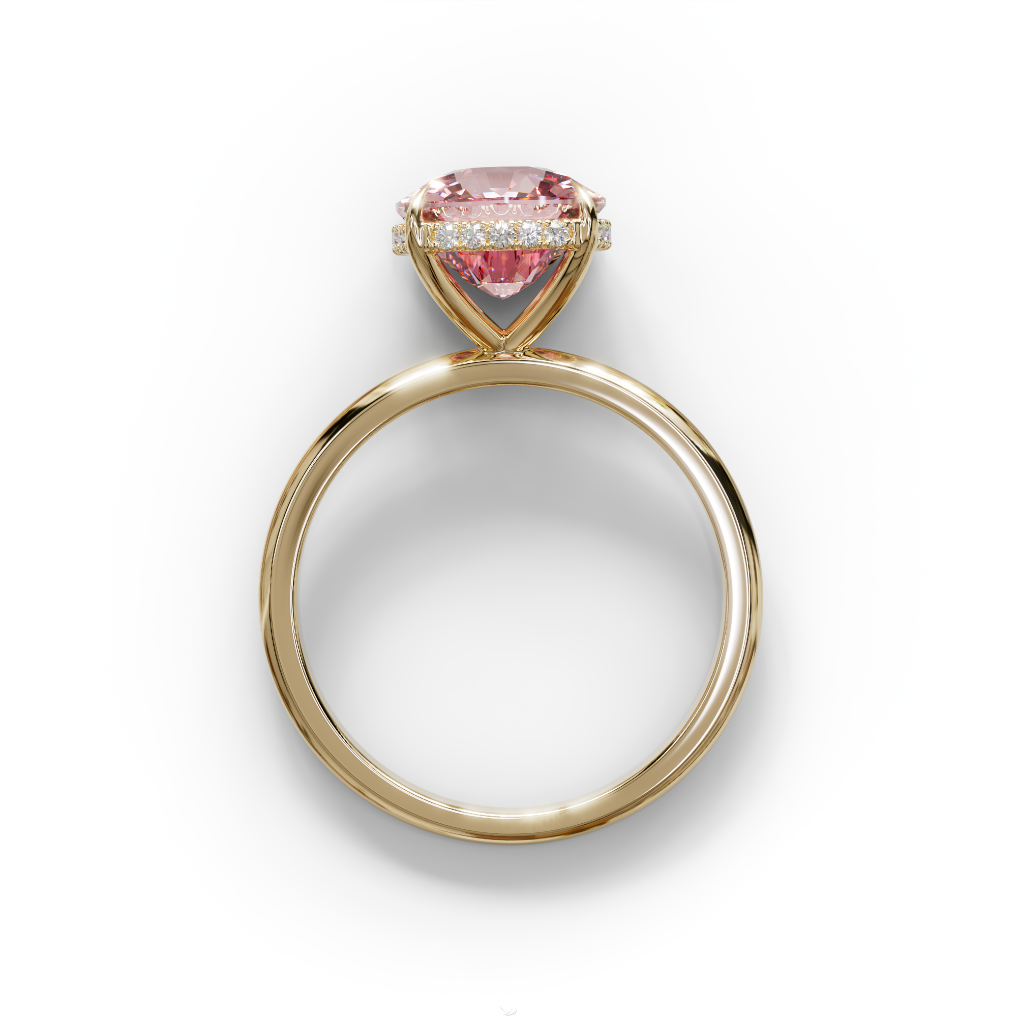 3 Carat Pink Cushion Lab Diamond Hidden Halo Ring