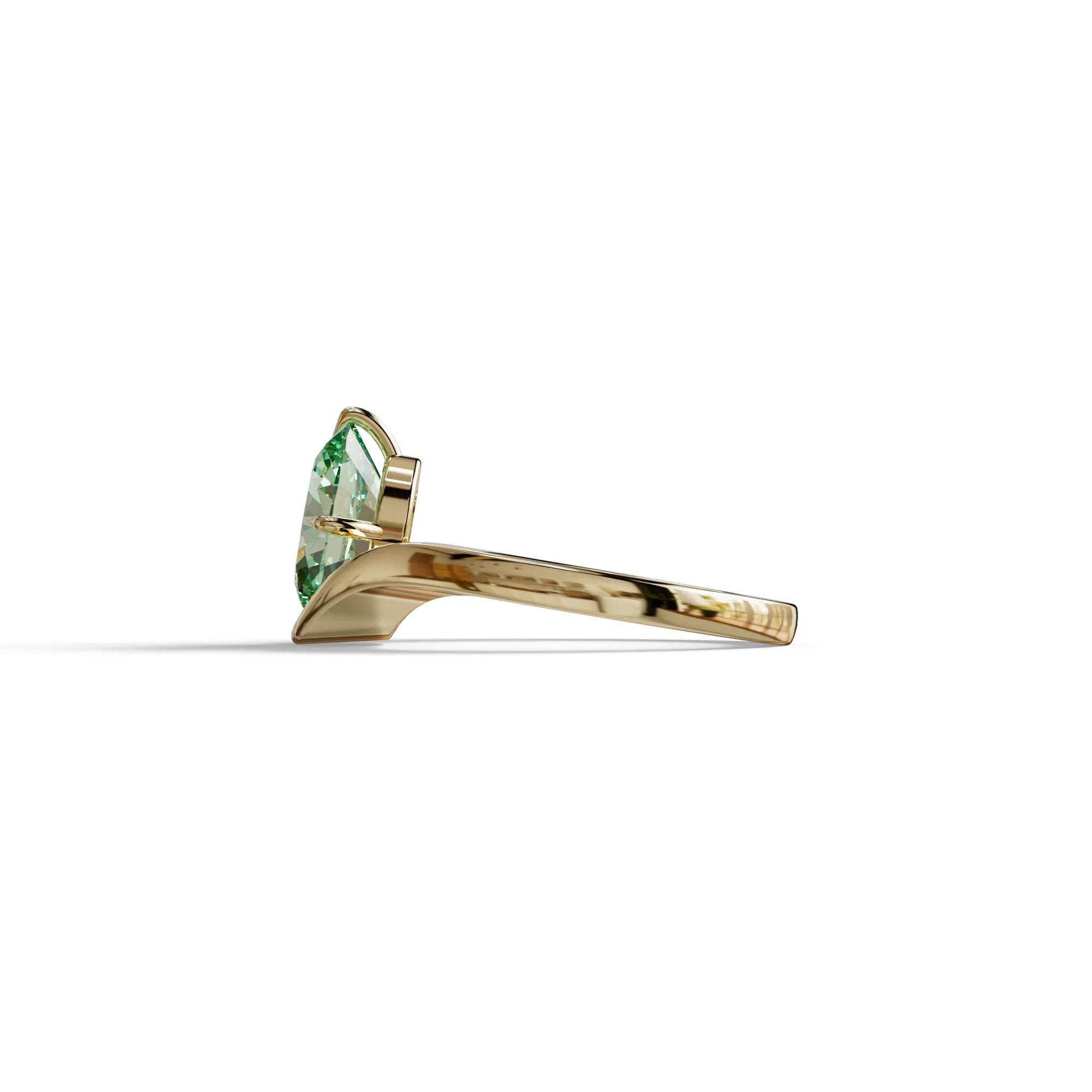 Nested 2 Carat Green Oval Cut Solitaire Lab Grown Diamond Engagement Ring - Aura