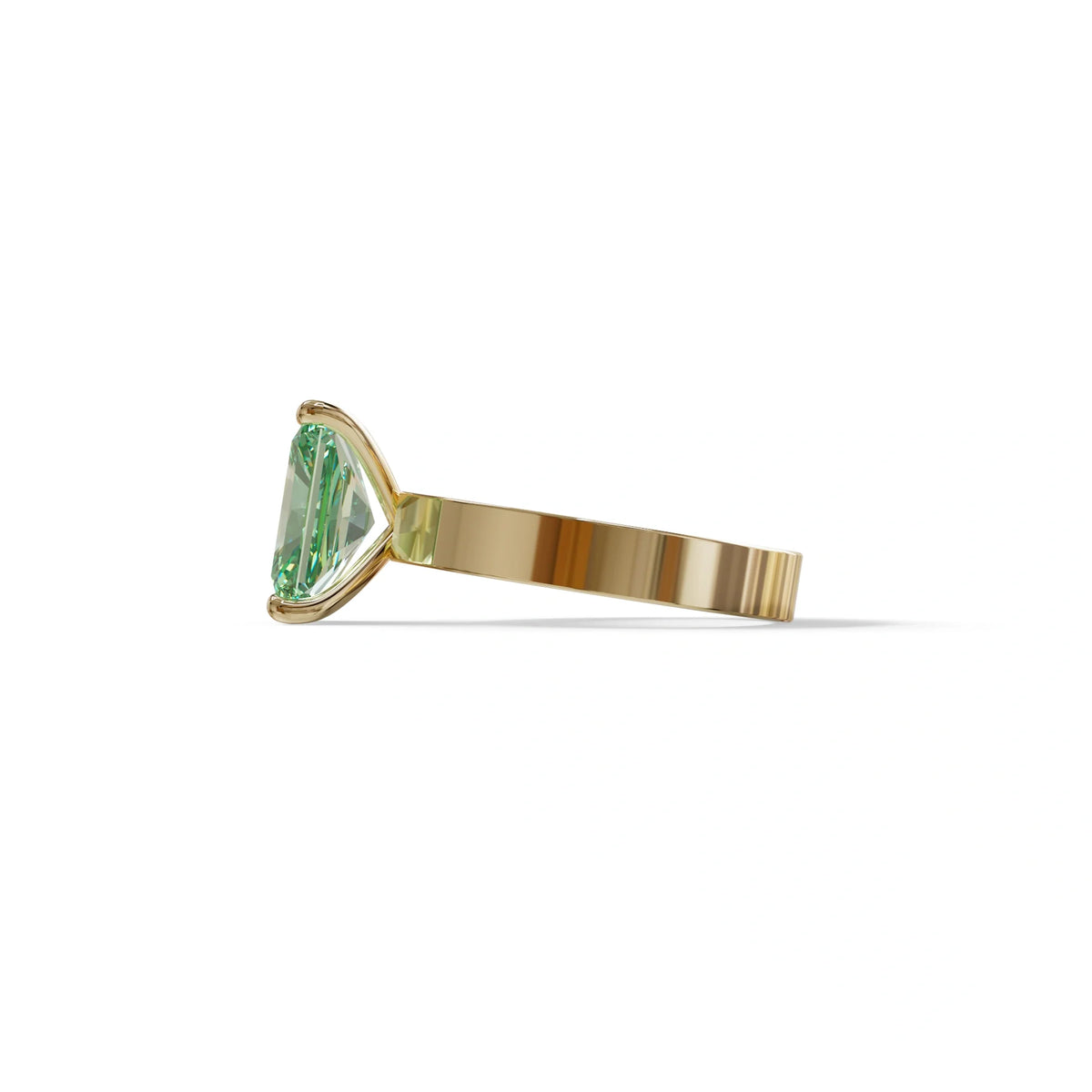 4Ct Green Radiant Cut Lab Grown Diamond Solitaire Engagement Ring - Crownfire