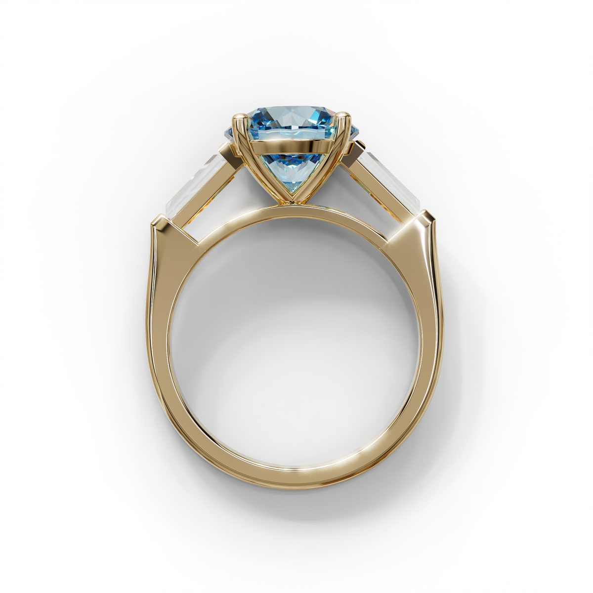 2 to 5 Carat Blue Lab Grown Diamond Engagement Ring – Round Cut Three Stone | Cordelia