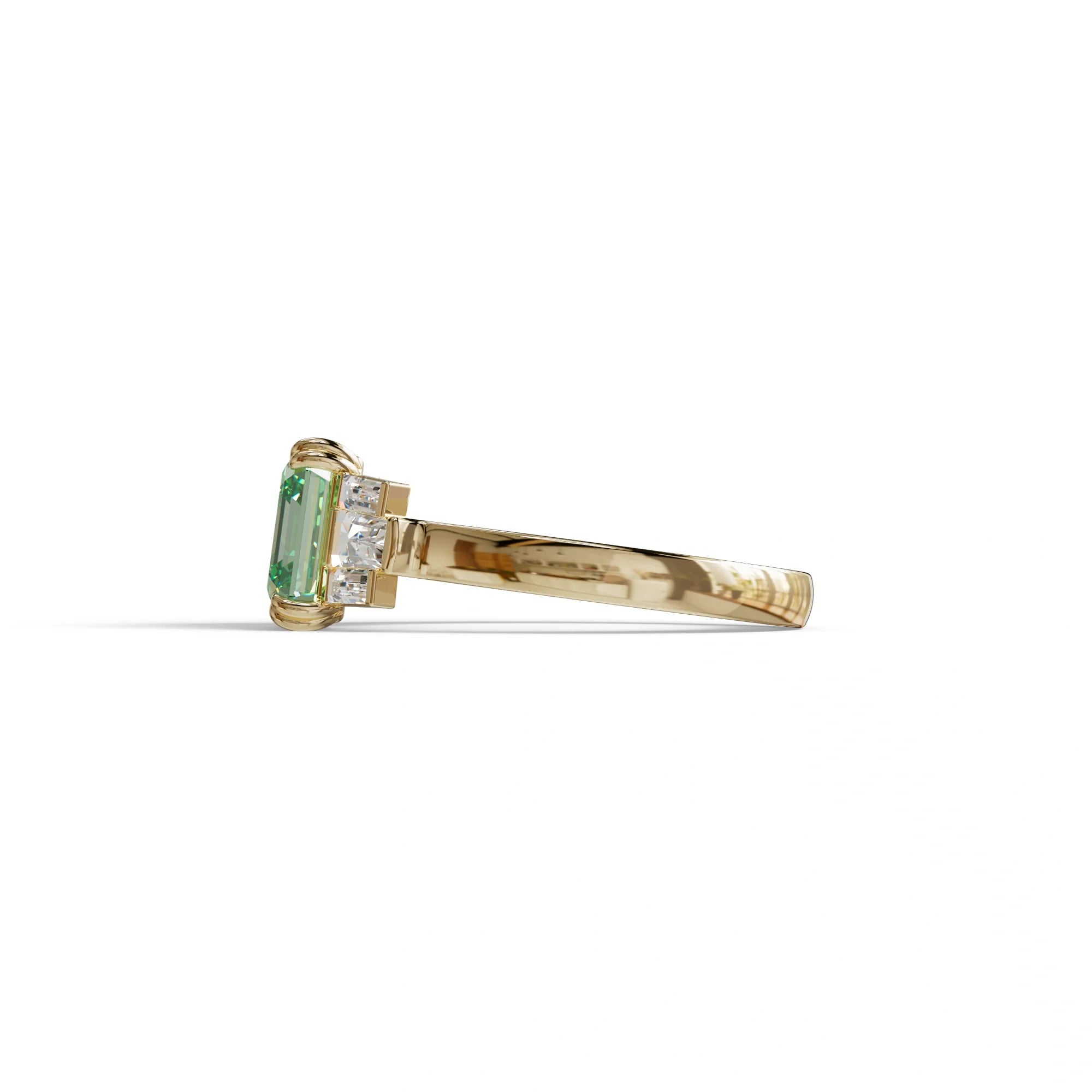 3 Ct Green Asscher Cut Lab Diamond Double Claw Prong Setting - Celestial