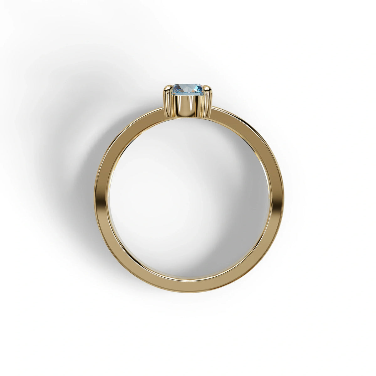Blue Round Brilliant Solitaire Engagement Ring with a split‑shank Band - Auric Grace