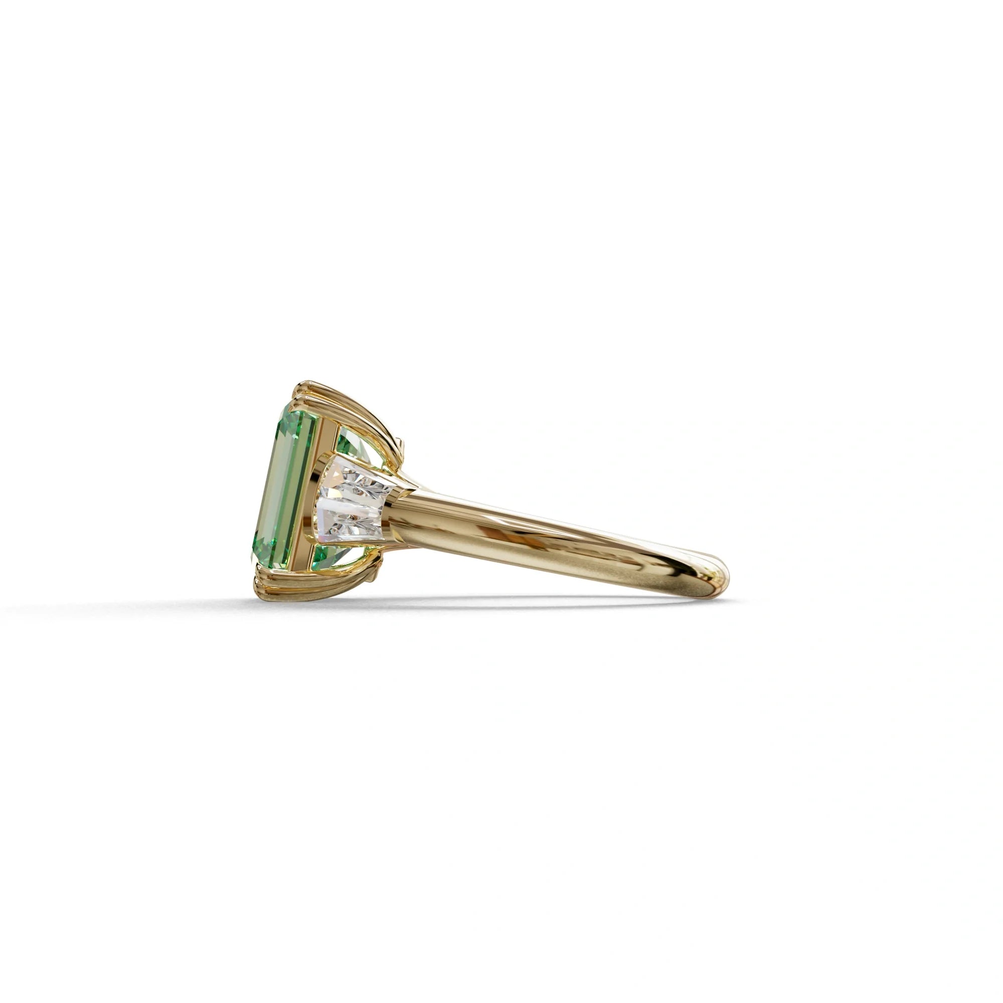 3 Carat Green Emerald & Baguette Cut Multi Stone Lab Diamond Ring - Lami