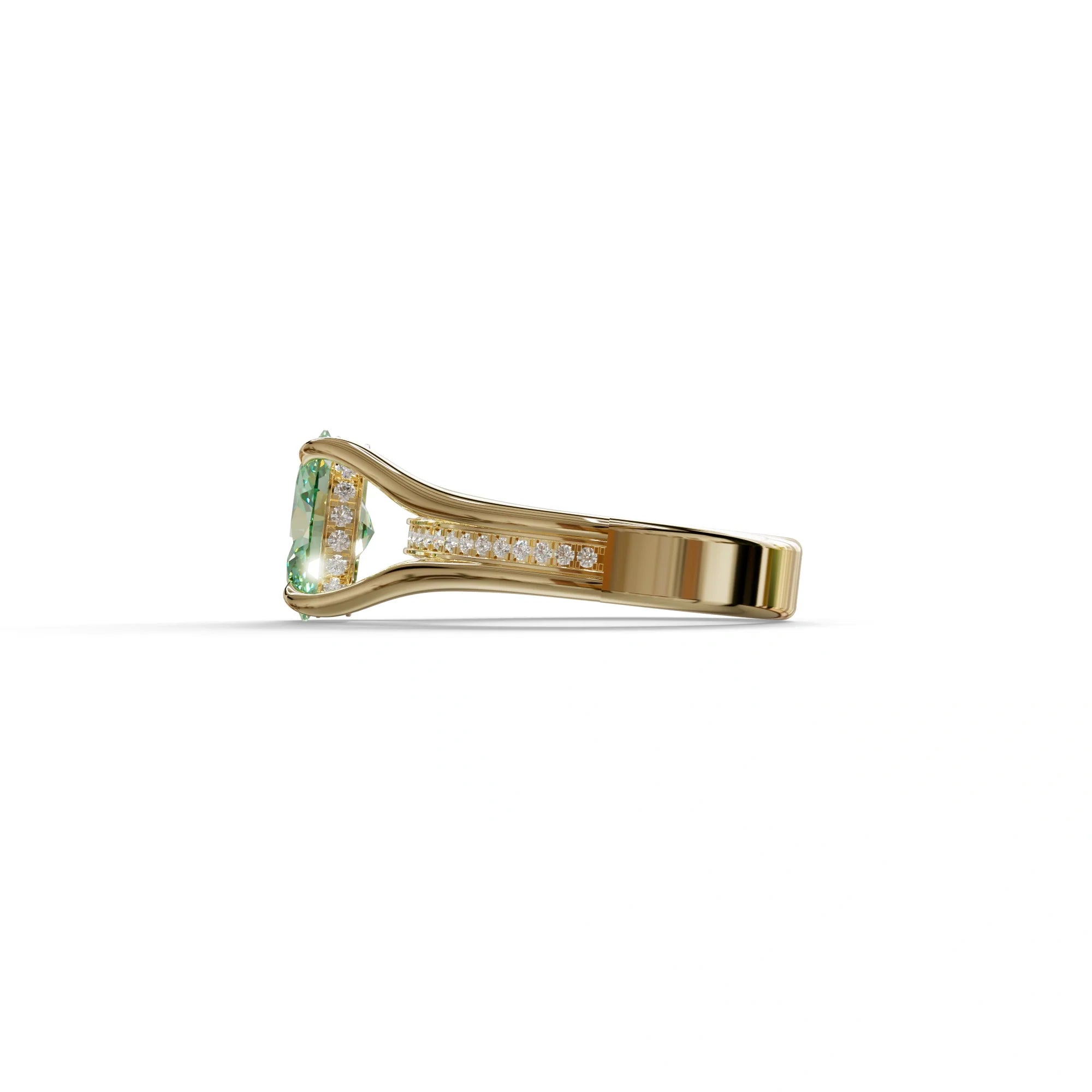 3 carat Fancy Vivid Green Oval Cut Lab Grown Diamond Pave set Engagement Ring– Beverly