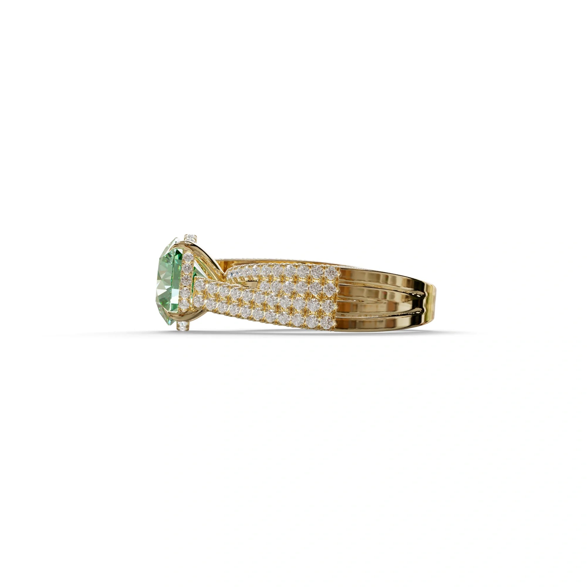 2 Carat Green Round Cut Hidden Halo Lab & Pave Lab Diamond Ring - Je t’aime