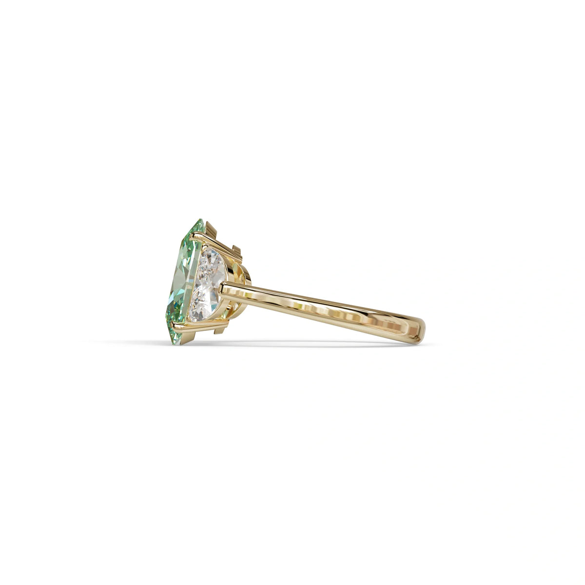 3 Carat Green Lab Grown Diamond Engagement Ring · Oval Cut Three Stone | Constellation - view 4