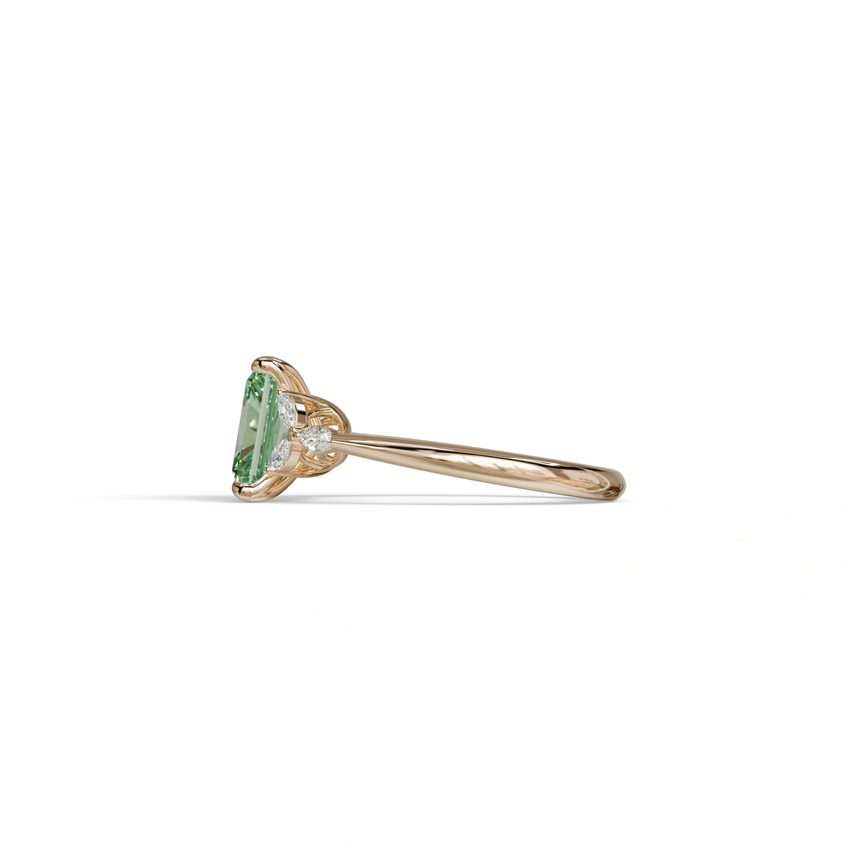 2.5 Carat Green Lab Grown Diamond Engagement Ring · Radiant Cut Nature-Inspired | Aurora - view 5