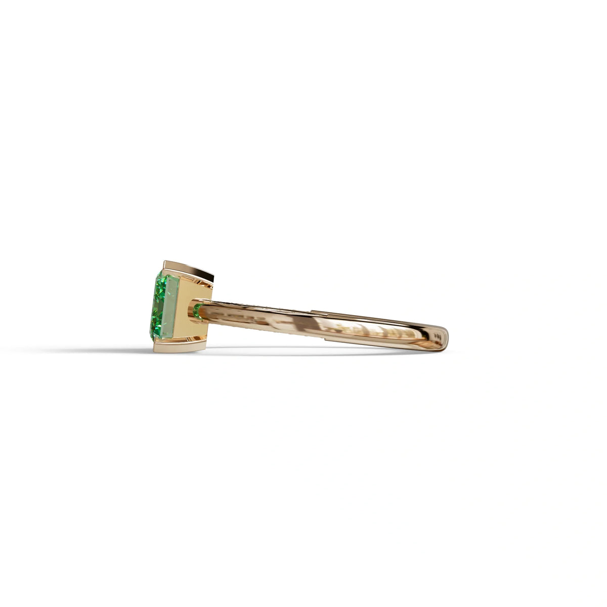 2.5 Ct Fancy Vivid Green Emerald Cut Lab Diamond In Pave-Chanel Setting Ring - Qiqi